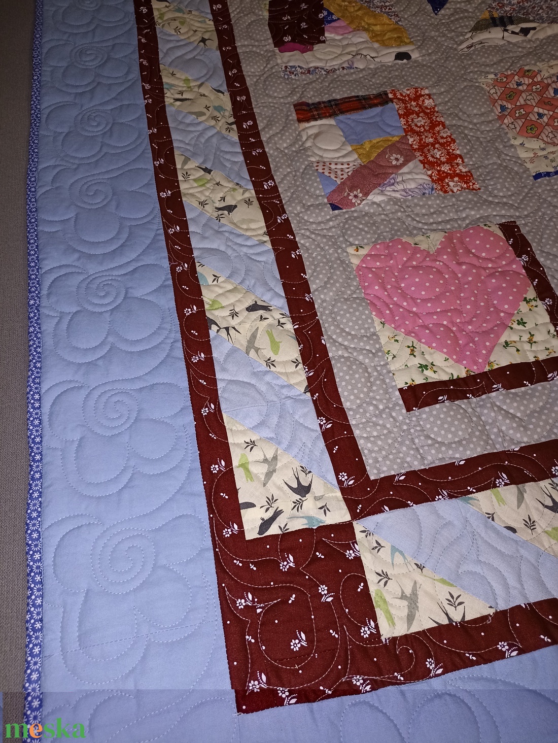 Szívek és Szélkerekek (Hearts and Pinwheels) patchwork ágytakaró - otthon & lakás - lakástextil - ágytakaró - Meska.hu Szívek és Szélkerekek (Hearts and Pinwheels) patchwork ágytakaró - otthon & lakás - lakástextil - ágytakaró - Meska.hu