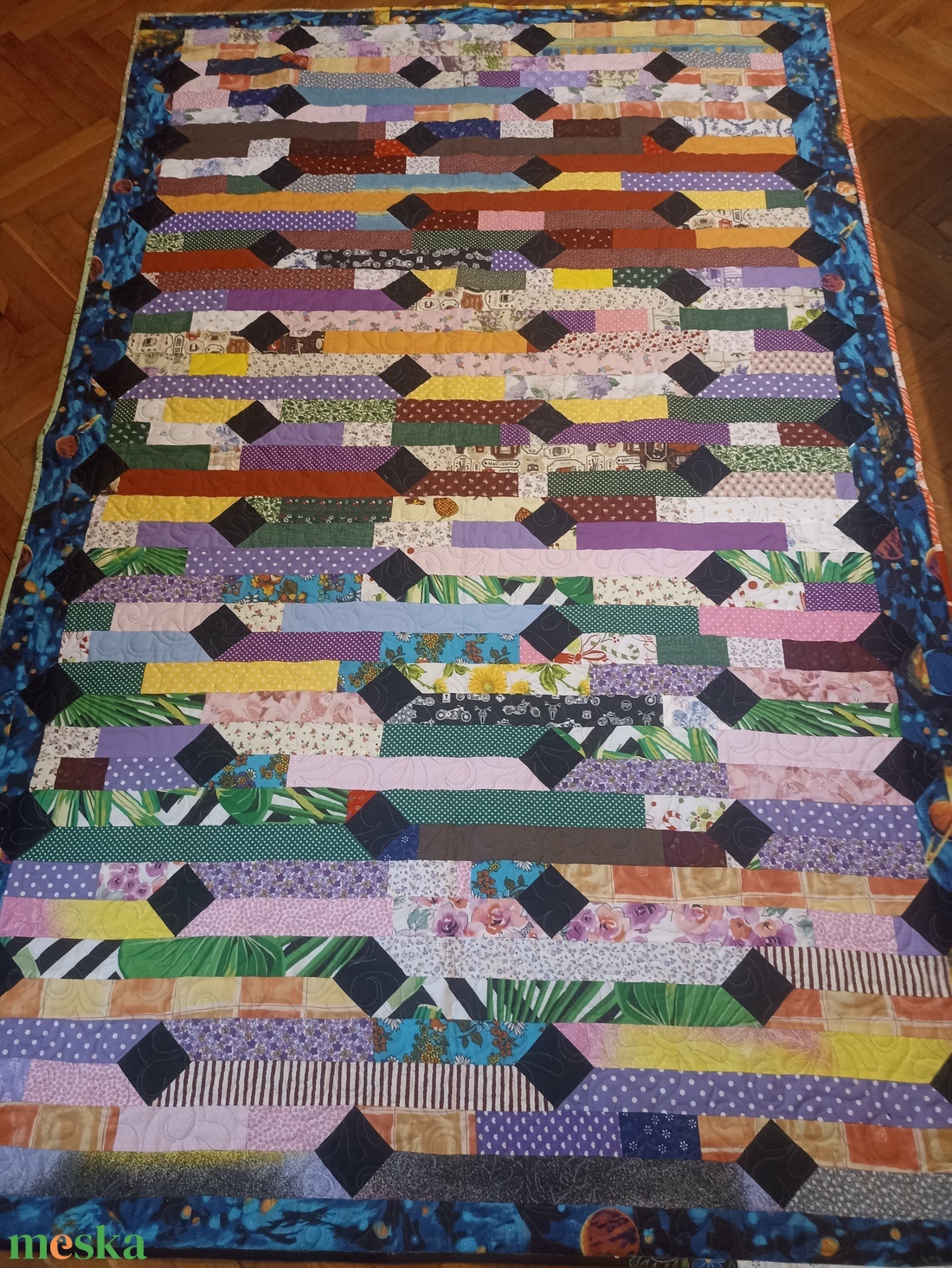 Zero waste patchwork takaró  - otthon & életmód - lakástextil - ágytakaró - Meska.hu
