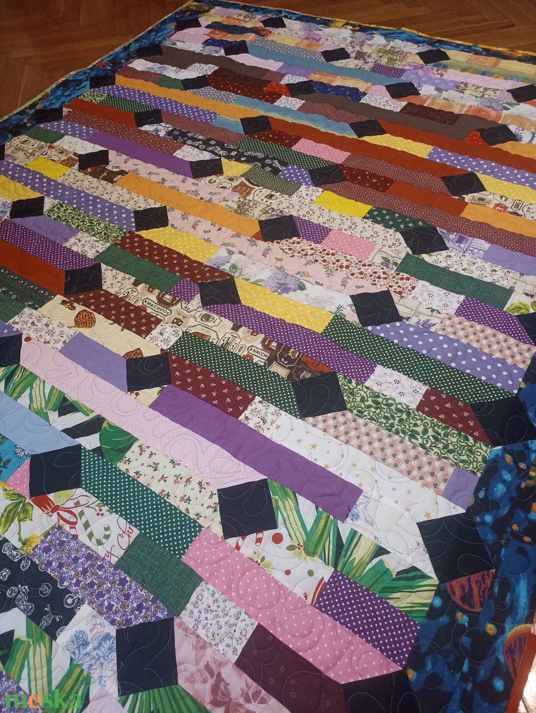 Zero waste patchwork takaró  - otthon & életmód - lakástextil - ágytakaró - Meska.hu