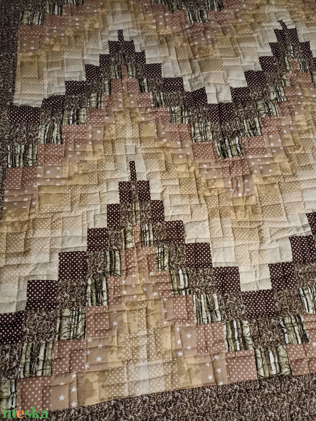Bargello mintával készült patchwork takaró  - otthon & életmód - lakástextil - ágytakaró - Meska.hu