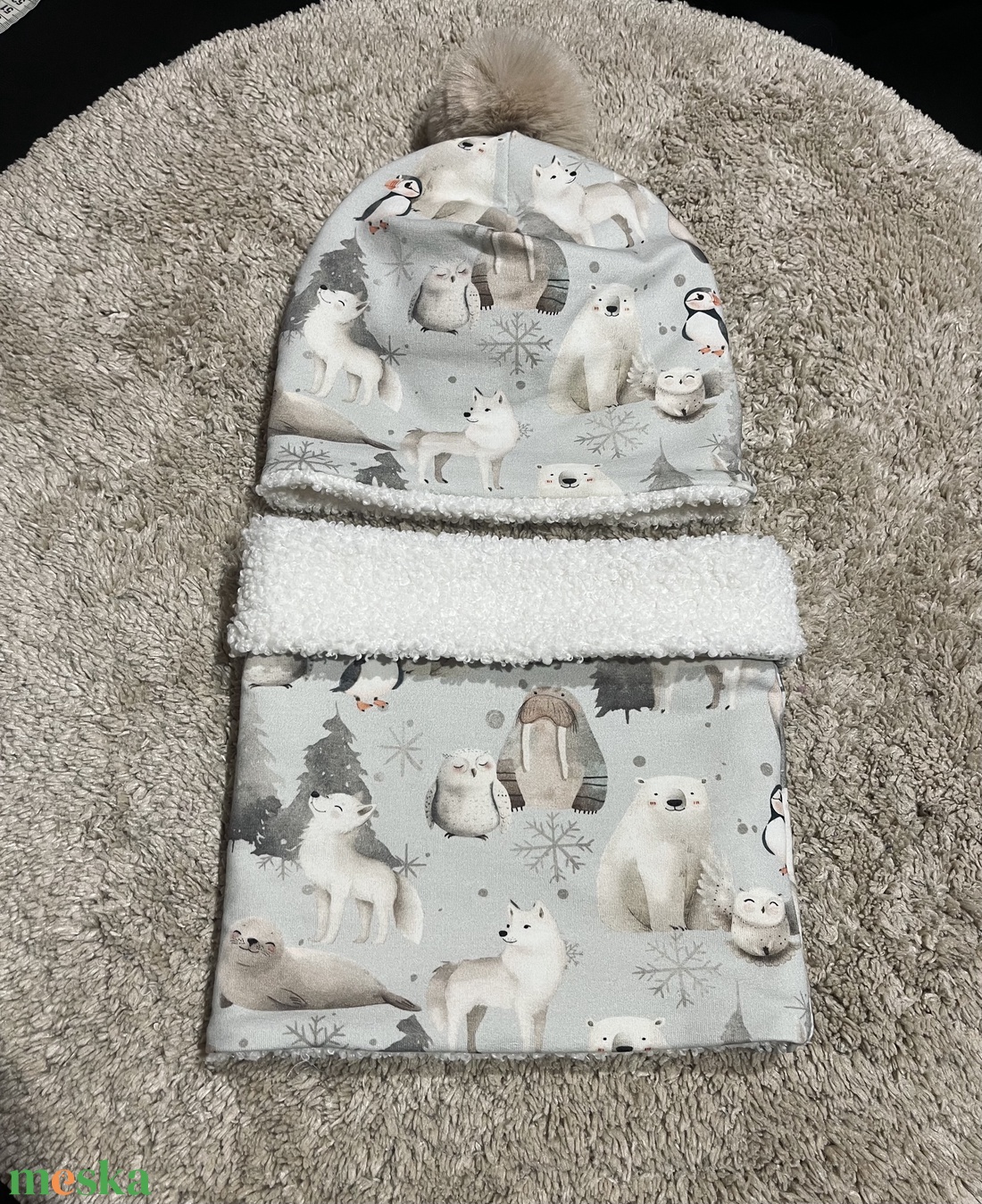 Csősál - bojtos sapka szett - ruha & divat - sál, sapka, kendő - sapka & sál szett - Meska.hu