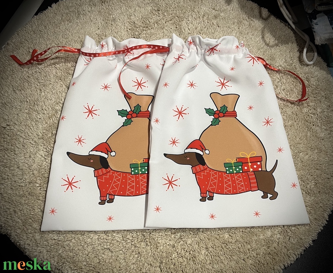 Mikulás zsák - tacsis mintával - karácsony - mikulás - mikulás zsák - Meska.hu