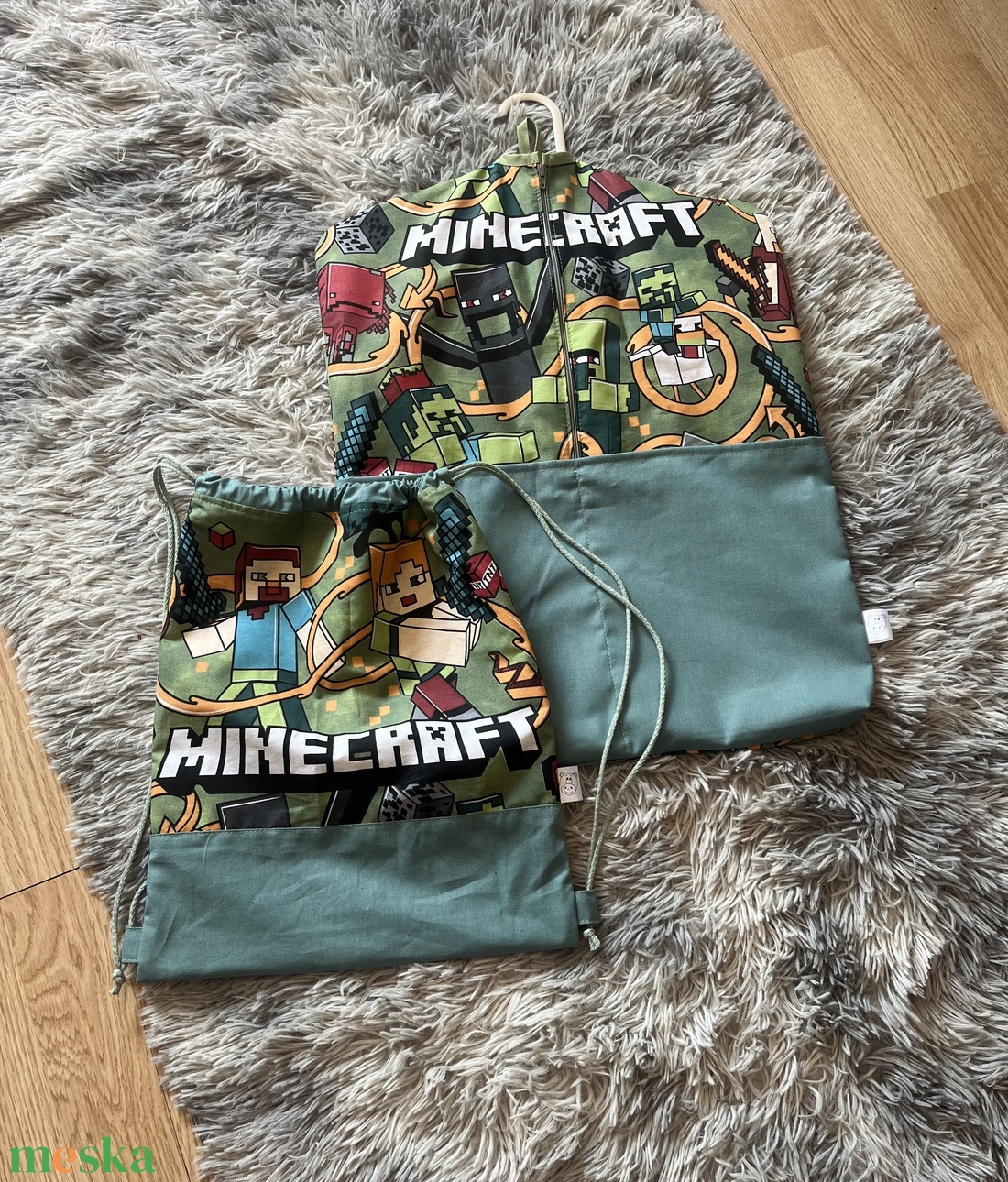 Ovis vállfás zsák és tornazsák - Minecraft mintával - játék & sport - ovis felszerelés - ovis zsák - Meska.hu