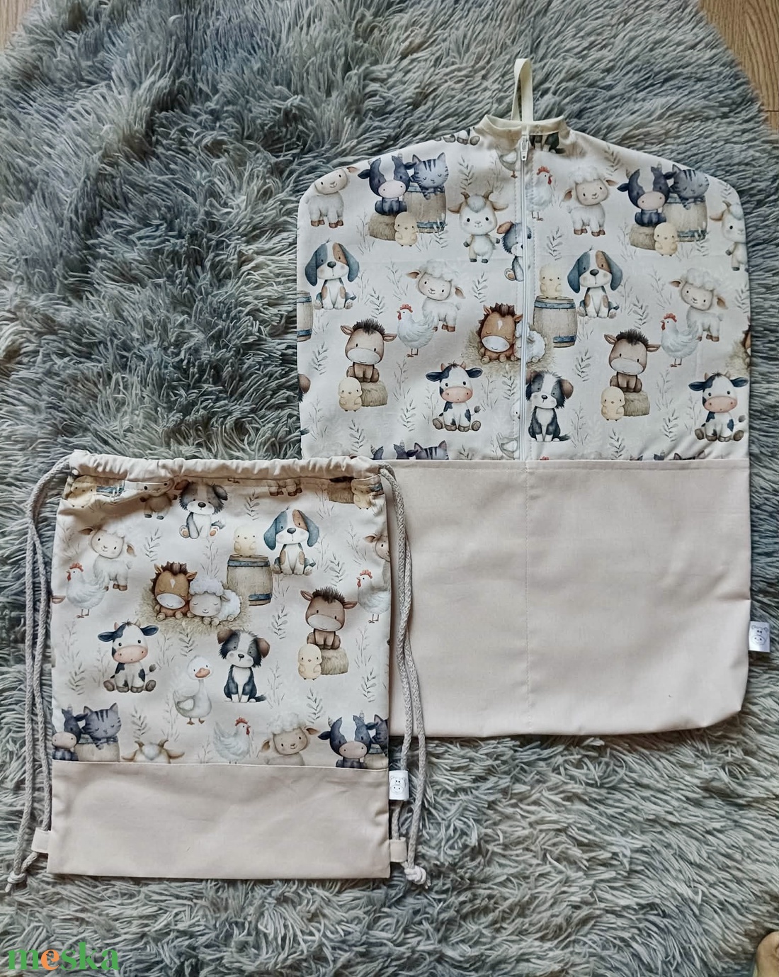 Vállfás ovis zsák és tornazsák szett - Farm - játék & sport - ovis felszerelés - ovis zsák - Meska.hu