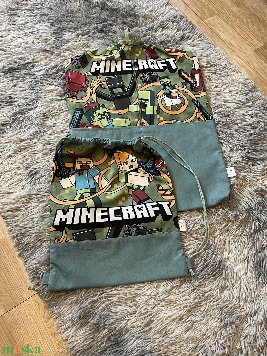 Minecraft mintás ovis vállfás zsák és tornazsák szett - játék & sport - ovis felszerelés - ovis zsák - Meska.hu