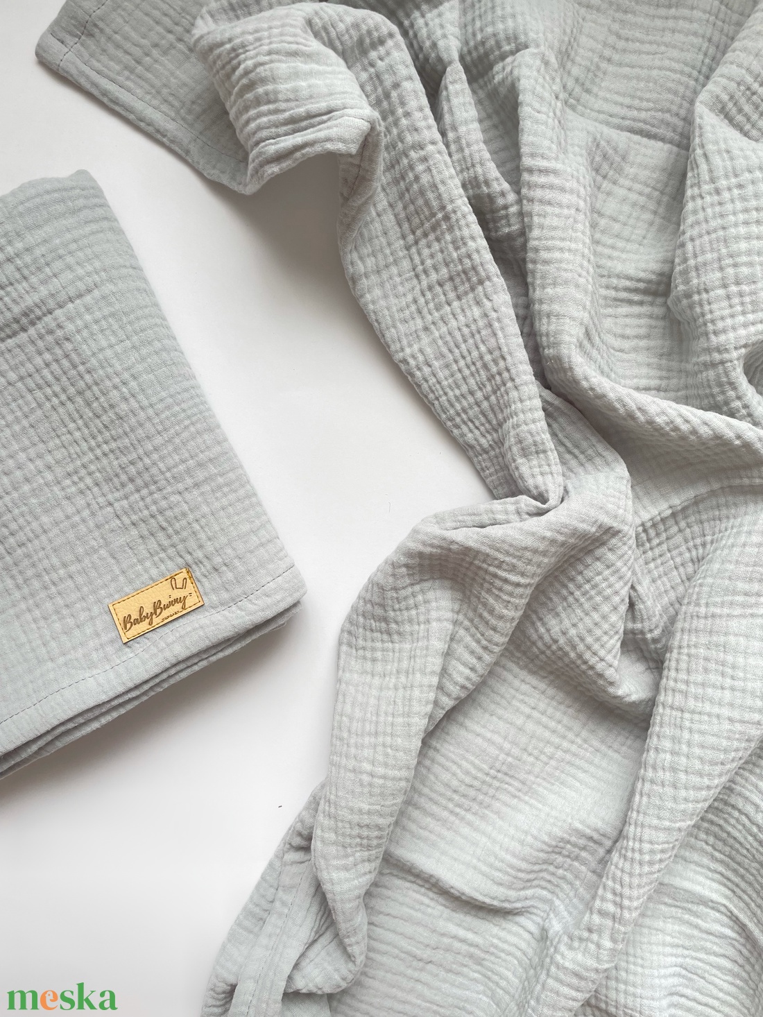 Duplagéz baba takaró - világosszürke - otthon & életmód - babaszoba, gyerekszoba - babatakaró, gyerek pléd - Meska.hu