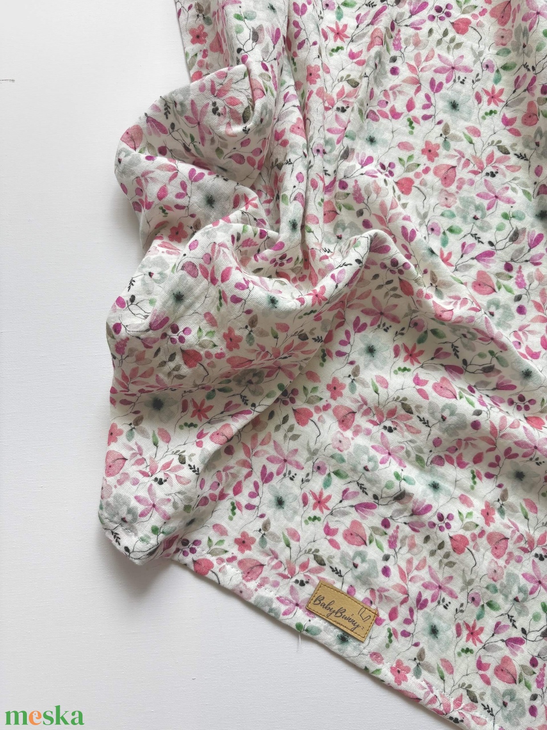 Duplagéz baba takaró - rózsaszín virágos - otthon & életmód - babaszoba, gyerekszoba - Meska.hu