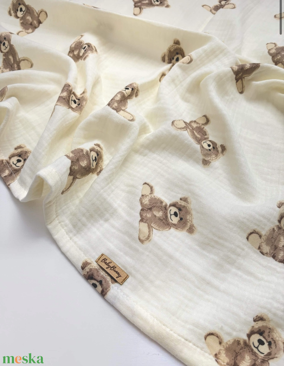 Muszlin pelenka - teddy bear - otthon & életmód - babaszoba, gyerekszoba - babatakaró, gyerek pléd - Meska.hu