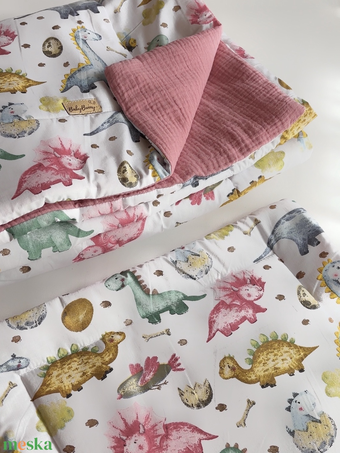 Bélelt gyerek ovis ágynemű szett  dino - otthon & életmód - babaszoba, gyerekszoba - baba ágynemű - Meska.hu