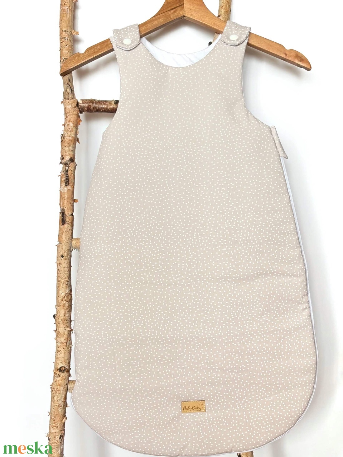 Baba hálózsák  bézs pöttyös - otthon & életmód - babaszoba, gyerekszoba - baba hálózsák, bundazsák - Meska.hu