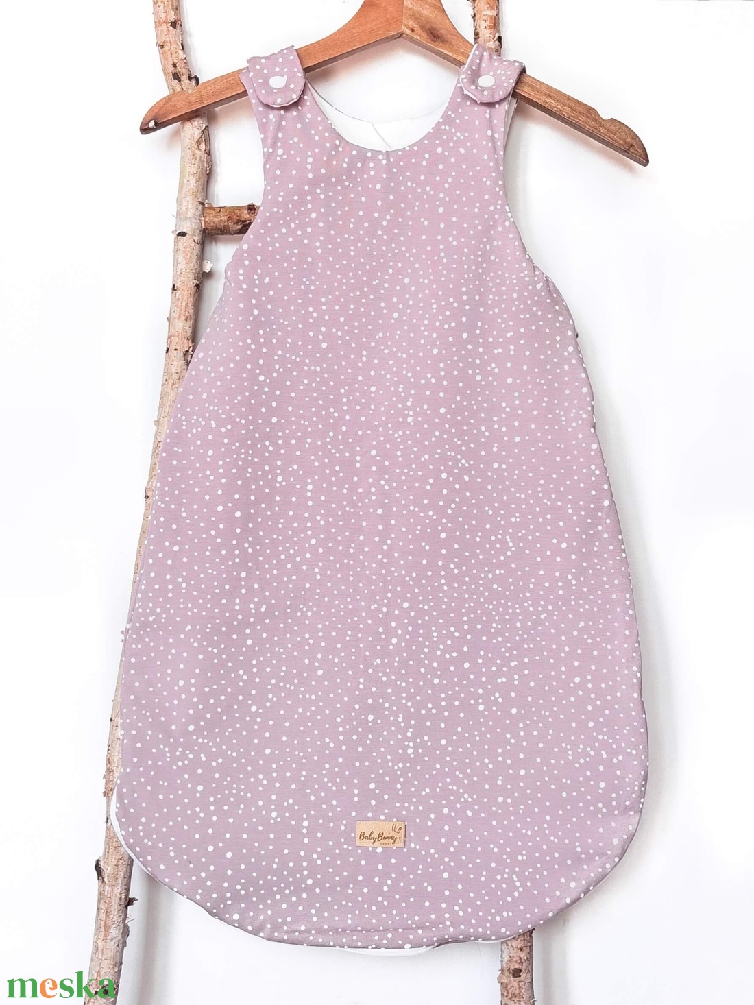 Pamut baba hálózsák  púder pöttyös - otthon & életmód - babaszoba, gyerekszoba - baba hálózsák, bundazsák - Meska.hu