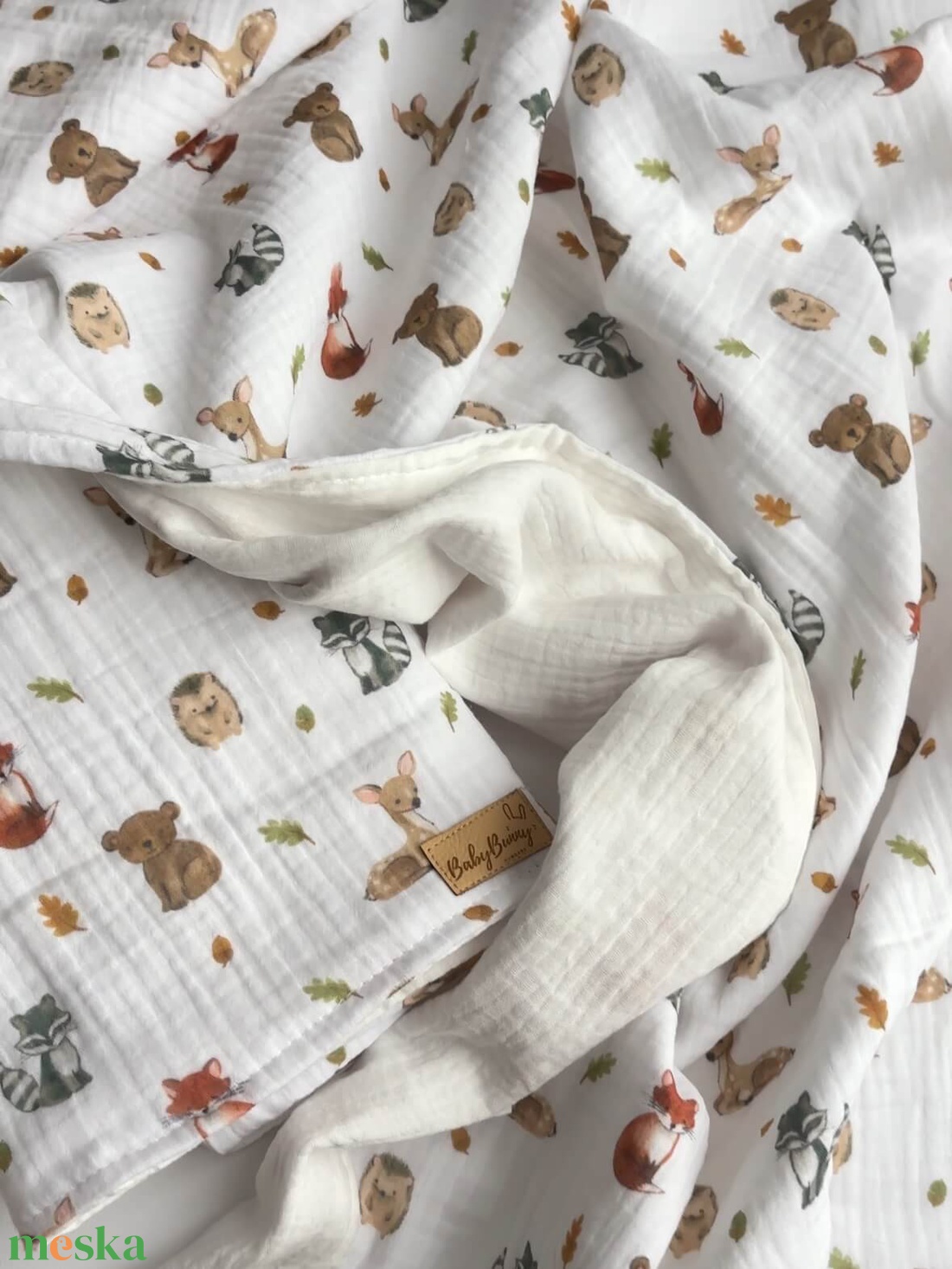 Dupla rétegű duplagéz takaró - állatos / törtfehér - baba - mama - baba ágynemű - babatakaró, gyerek pléd - Meska.hu