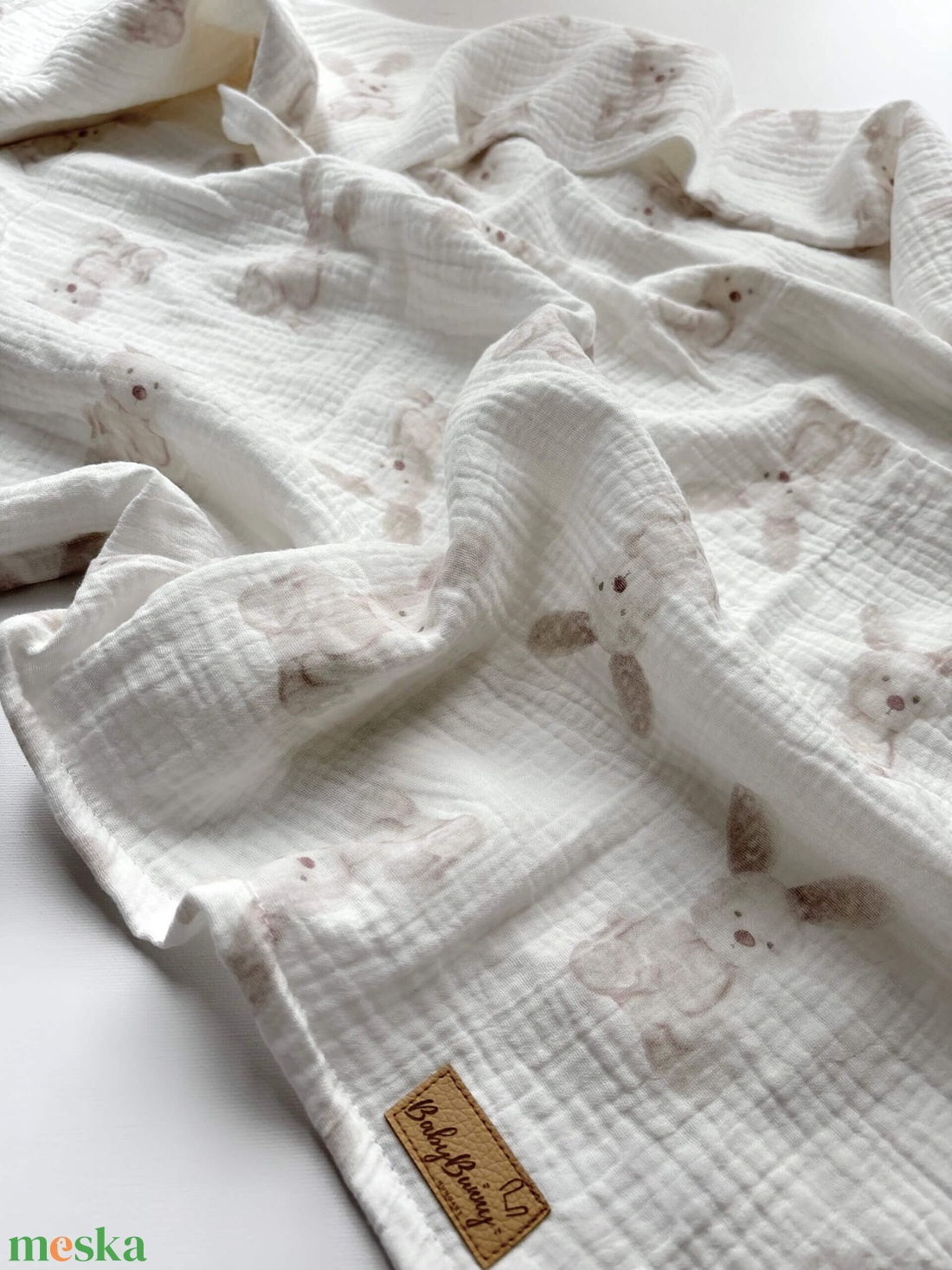 Duplagéz baba takaró - nyuszika - fehér - baba - mama - baba ágynemű - babatakaró, gyerek pléd - Meska.hu