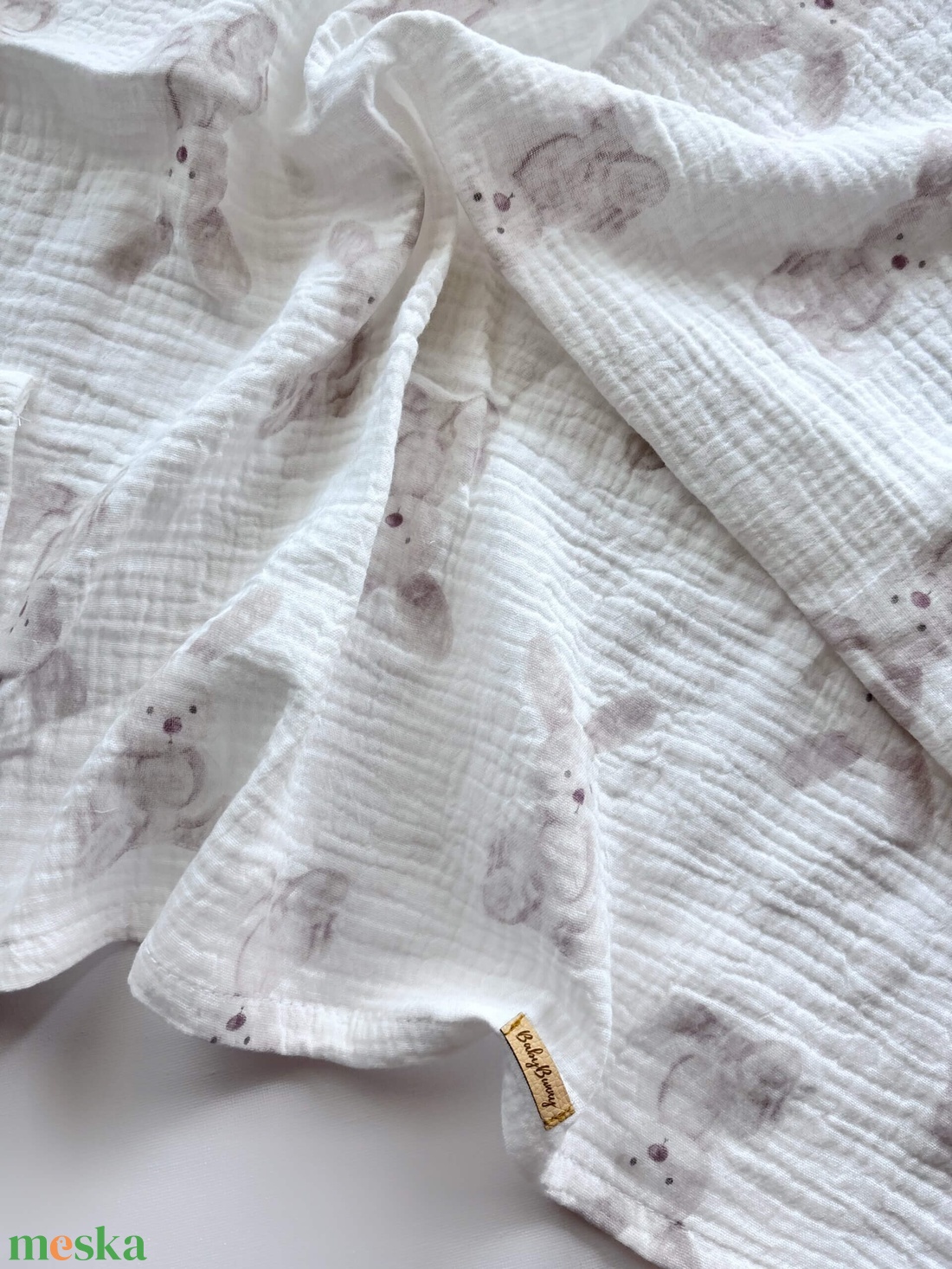 Muszlin pelenka - nyuszika - fehér - baba - mama - baba ágynemű - babatakaró, gyerek pléd - Meska.hu