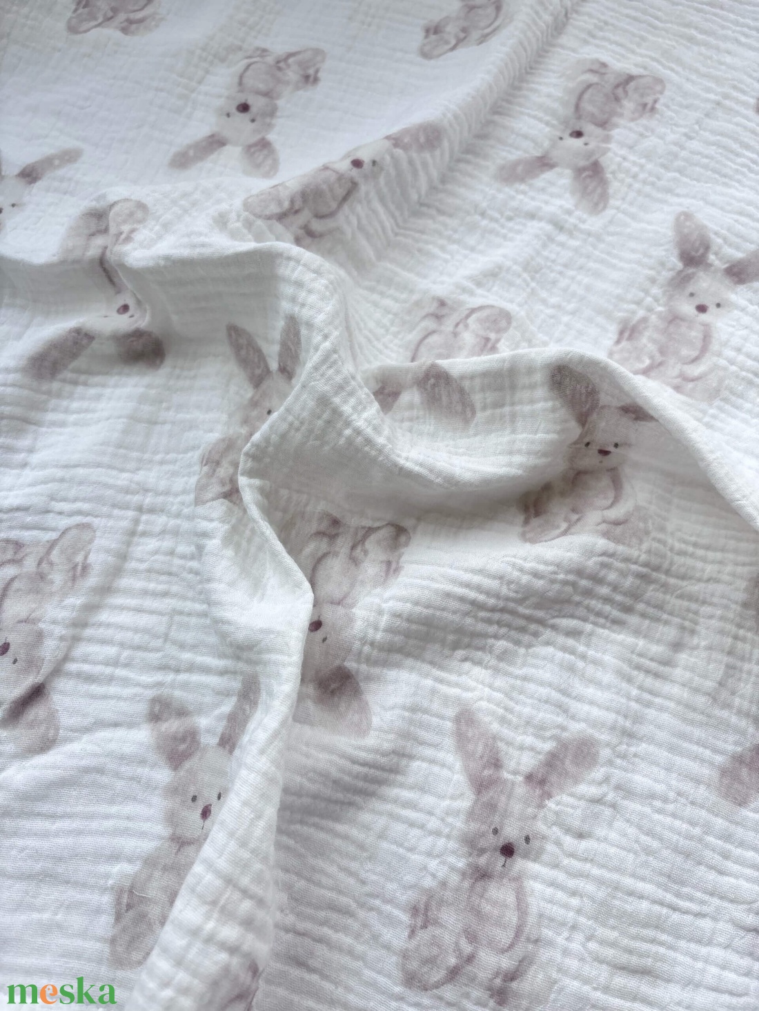 Muszlin pelenka - nyuszika - fehér - baba - mama - baba ágynemű - babatakaró, gyerek pléd - Meska.hu