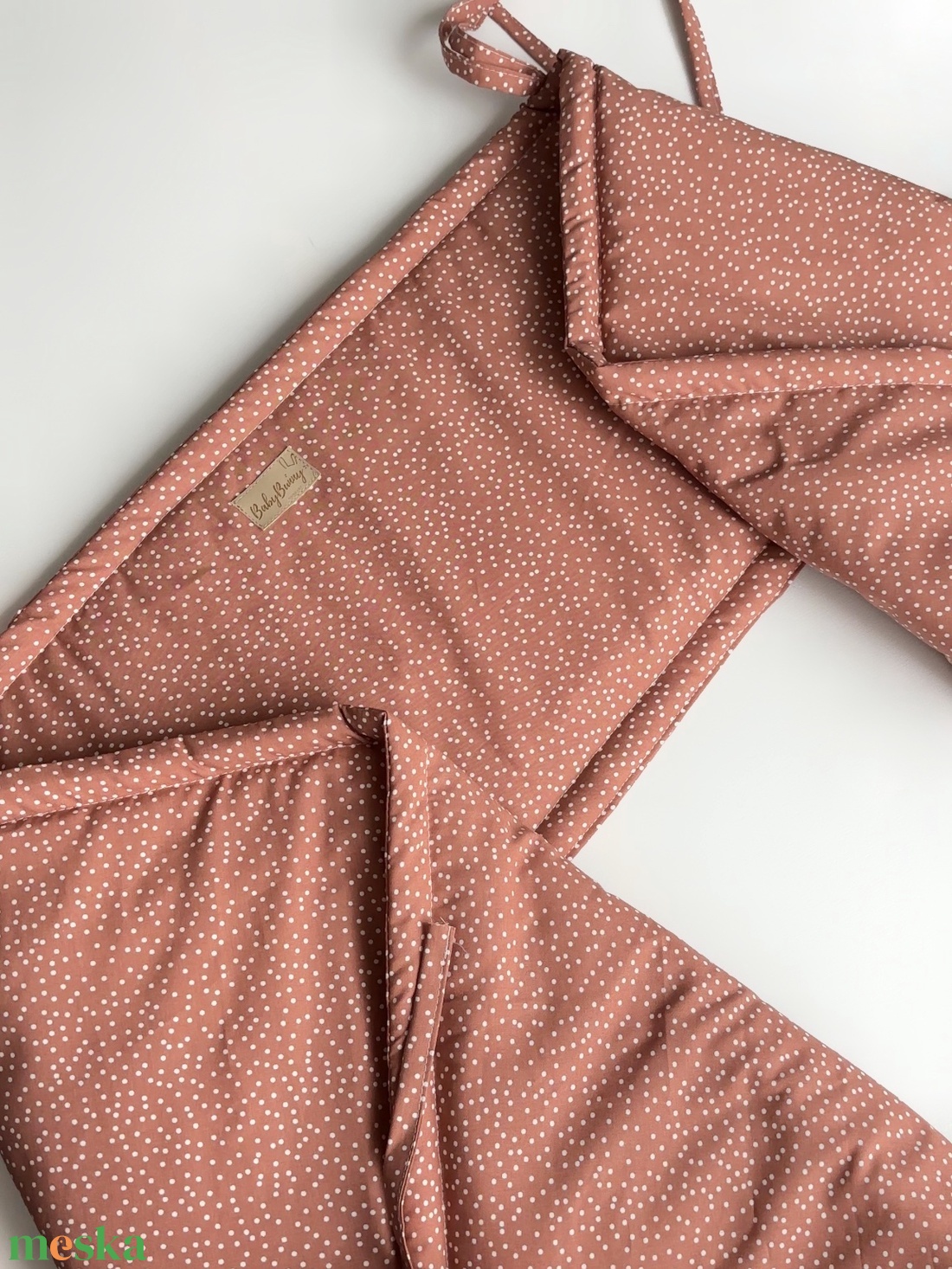 Rácsvédő � terrakotta pöttyös - baba - mama - baba ágynemű - rácsvédő & baldachin - Meska.hu