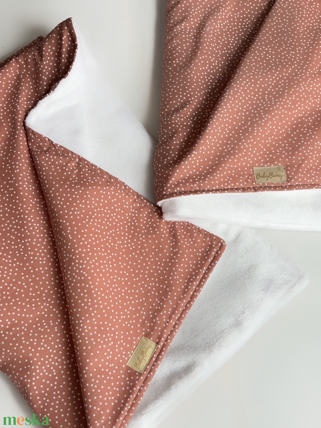 Meleg baba takaró - terrakotta pöttyös - baba - mama - baba ágynemű - babatakaró, gyerek pléd - Meska.hu