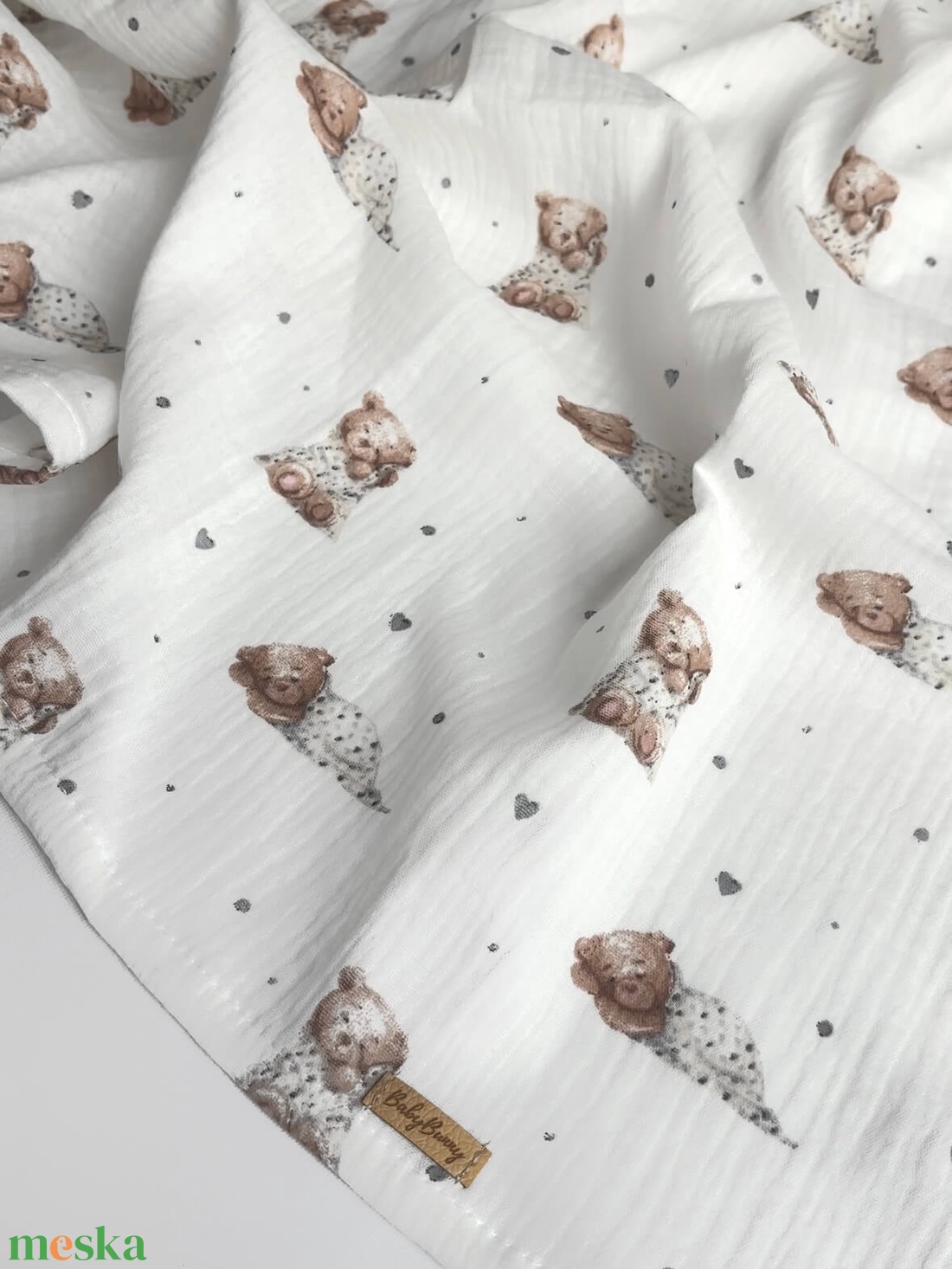Muszlin pelenka - macika - baba - mama - baba ágynemű - babatakaró, gyerek pléd - Meska.hu