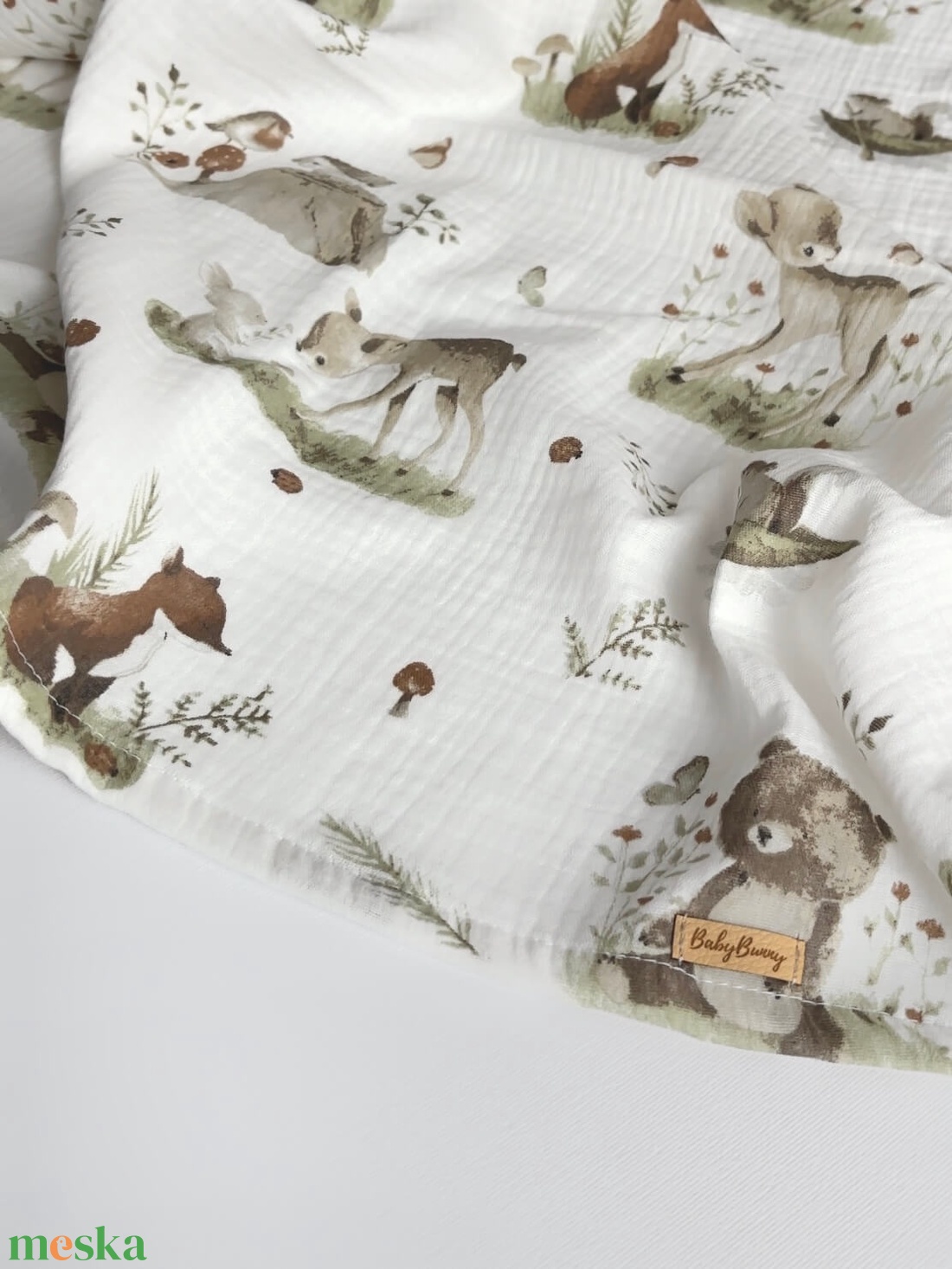 Muszlin pelenka - erdei állatos - baba - mama - baba ágynemű - babatakaró, gyerek pléd - Meska.hu