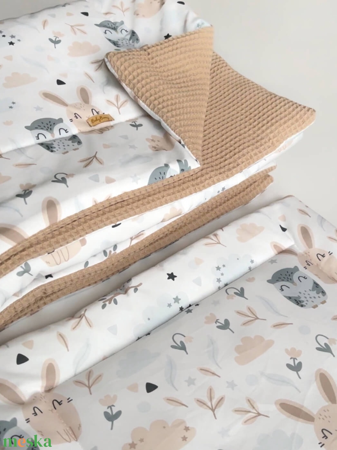 Bélelt gyerek ovis ágynemű szett � bagoly és nyuszika - játék & sport - ovis felszerelés - ovis ágynemű - Meska.hu