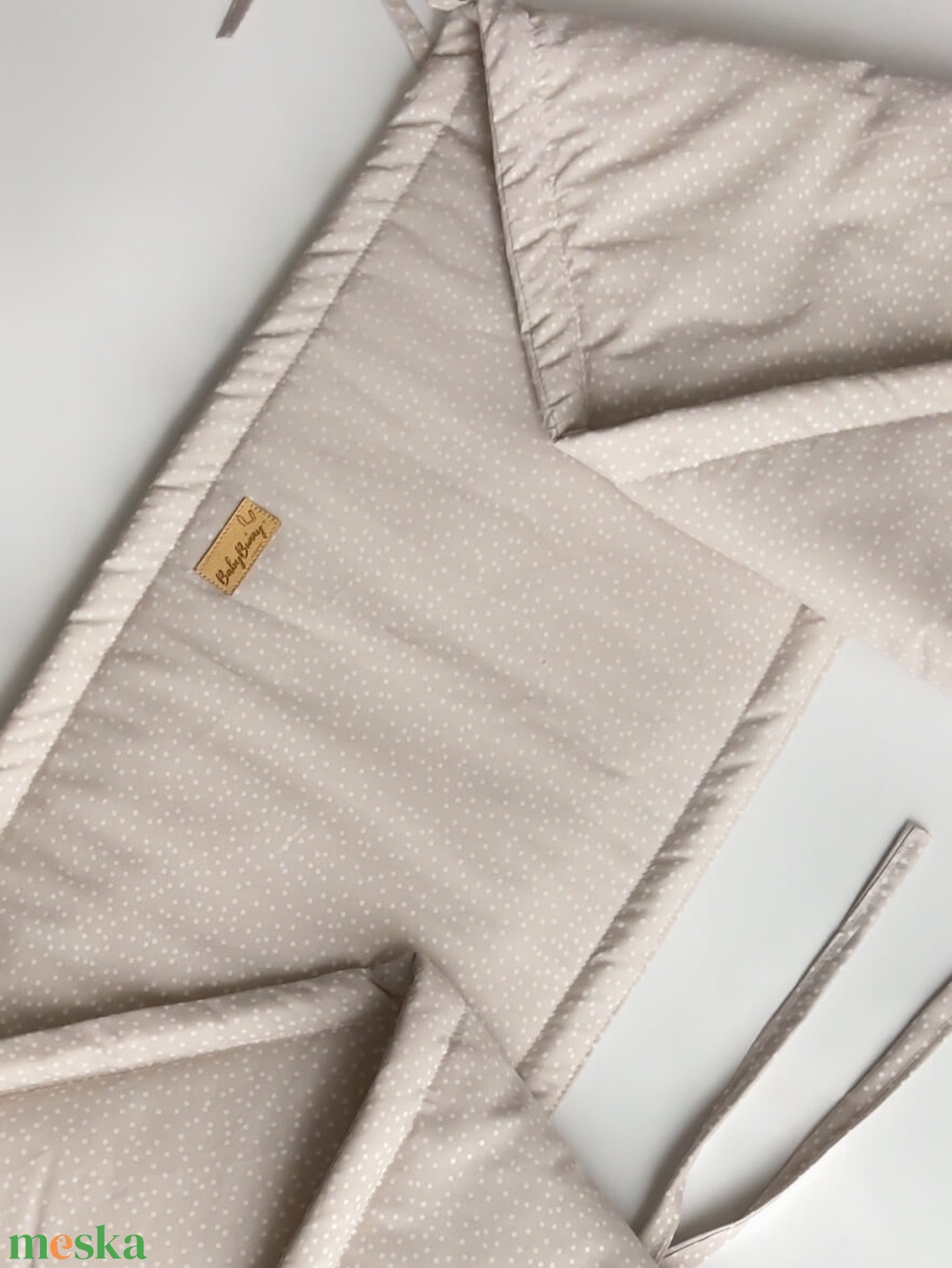 Rácsvédő � bézs pöttyös - baba - mama - baba ágynemű - rácsvédő & baldachin - Meska.hu