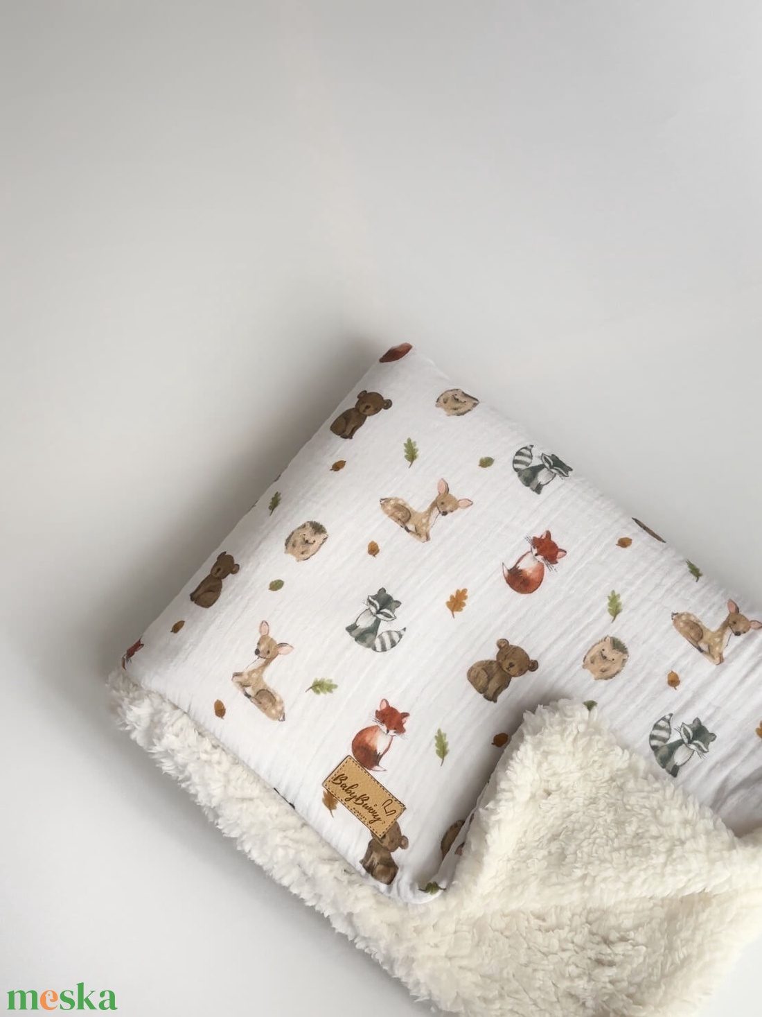 Sherpa baba takaró � erdei állatos - baba - mama - baba ágynemű - babatakaró, gyerek pléd - Meska.hu