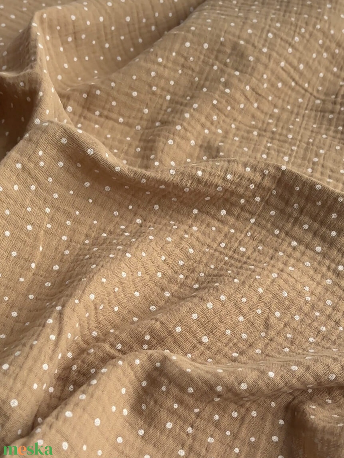 Muszlin pelenka - barna pöttyös - baba - mama - baba ágynemű - babatakaró, gyerek pléd - Meska.hu