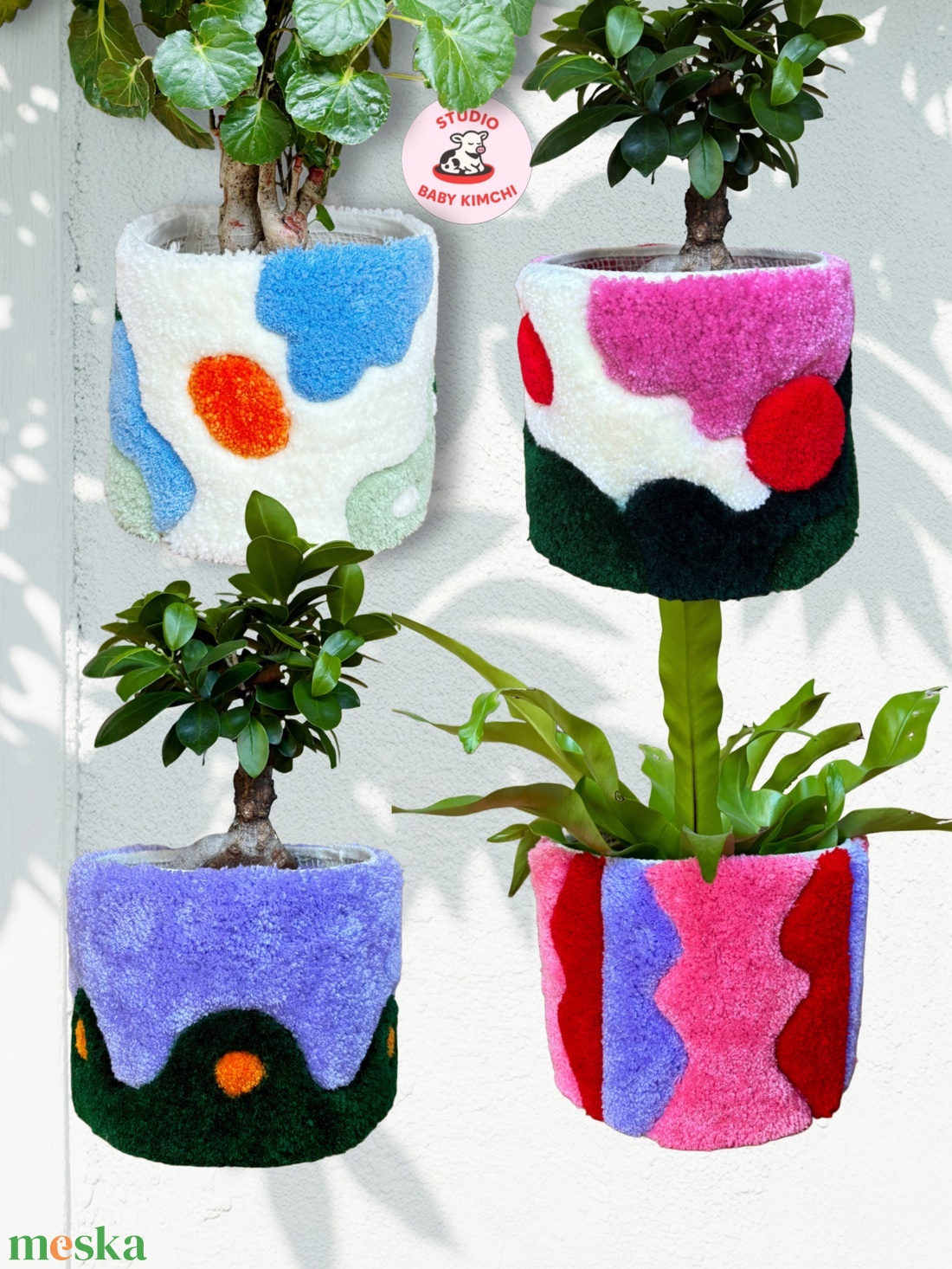 Tufted gyapjú kaspó takaró - otthon & életmód - virágdekoráció - virágtartó - kaspó - Meska.hu