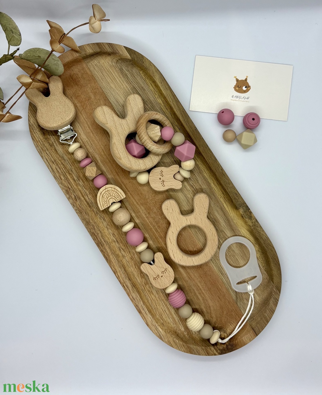 M Box - Nyuszi világ - baba - mama - baba játékok - cumilánc - Meska.hu