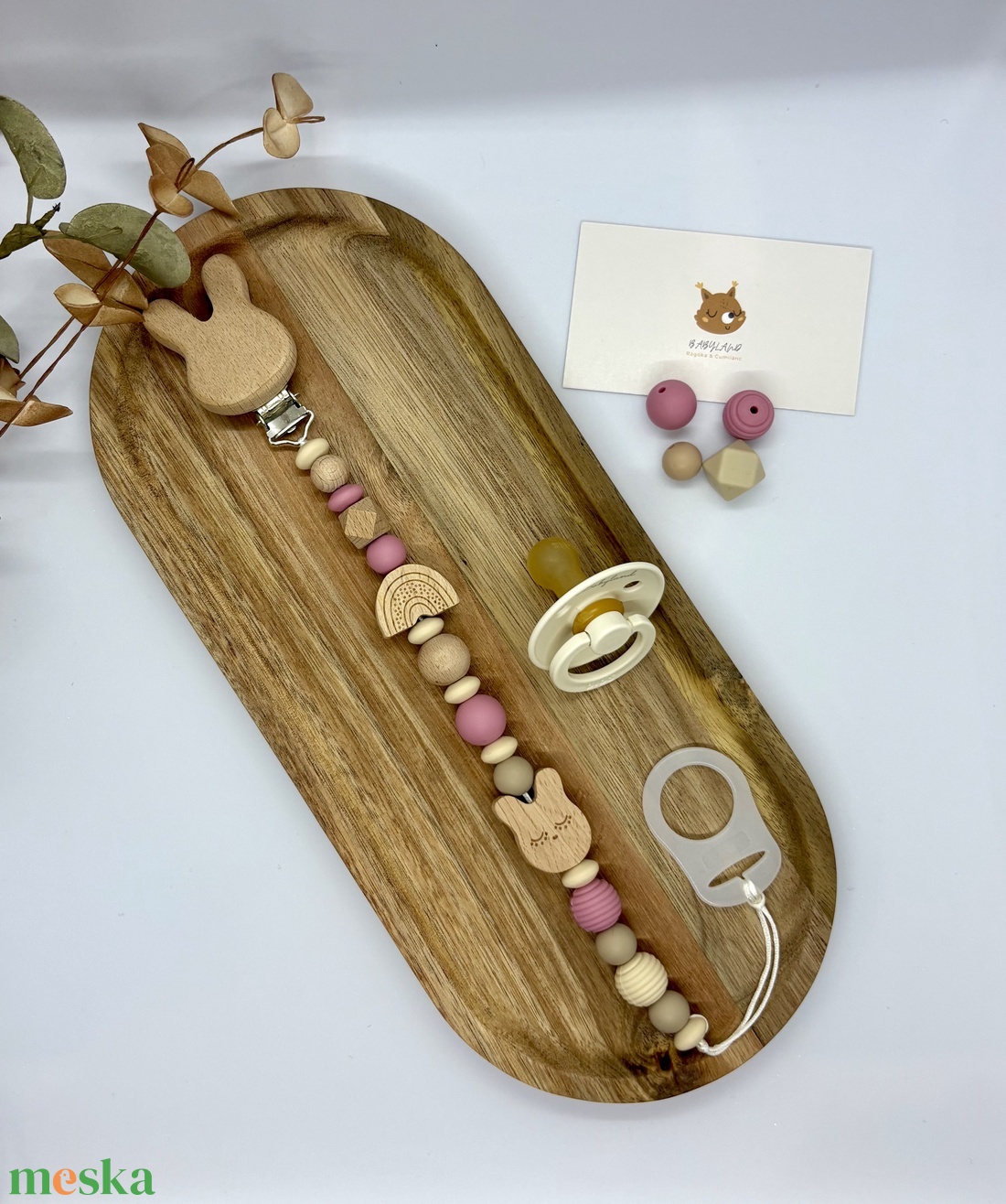 Nyuszis cumilánc - baba - mama - baba játékok - cumilánc - Meska.hu