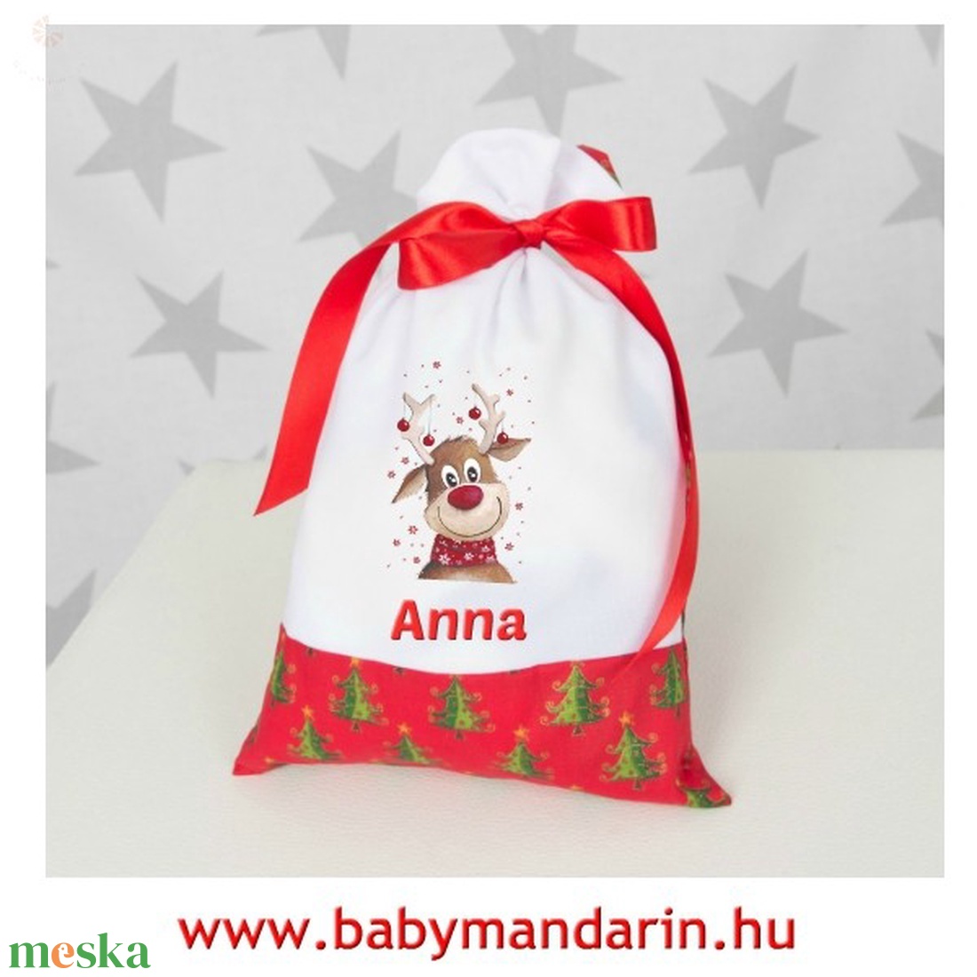 Mikulás zsák NÉVVEL vagy FELIRATTAL és VÁLASZTOTT GRAFIKÁVAL (normál és extra méret) - karácsony - mikulás - mikulás zsák - Meska.hu