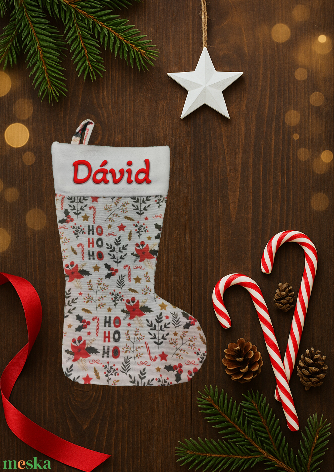 Mikuláscsizma, TÖBBFÉLE, drapp alapon bármilyen NÉVVEL vagy FELIRATTAL - karácsony - mikulás - mikulás csizma és zokni - Meska.hu
