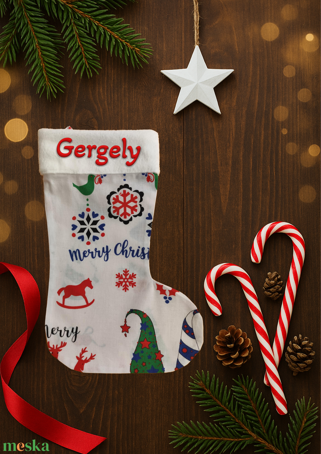 Mikuláscsizma, TÖBBFÉLE, bármilyen NÉVVEL vagy FELIRATTAL! - karácsony - mikulás - mikulás csizma és zokni - Meska.hu