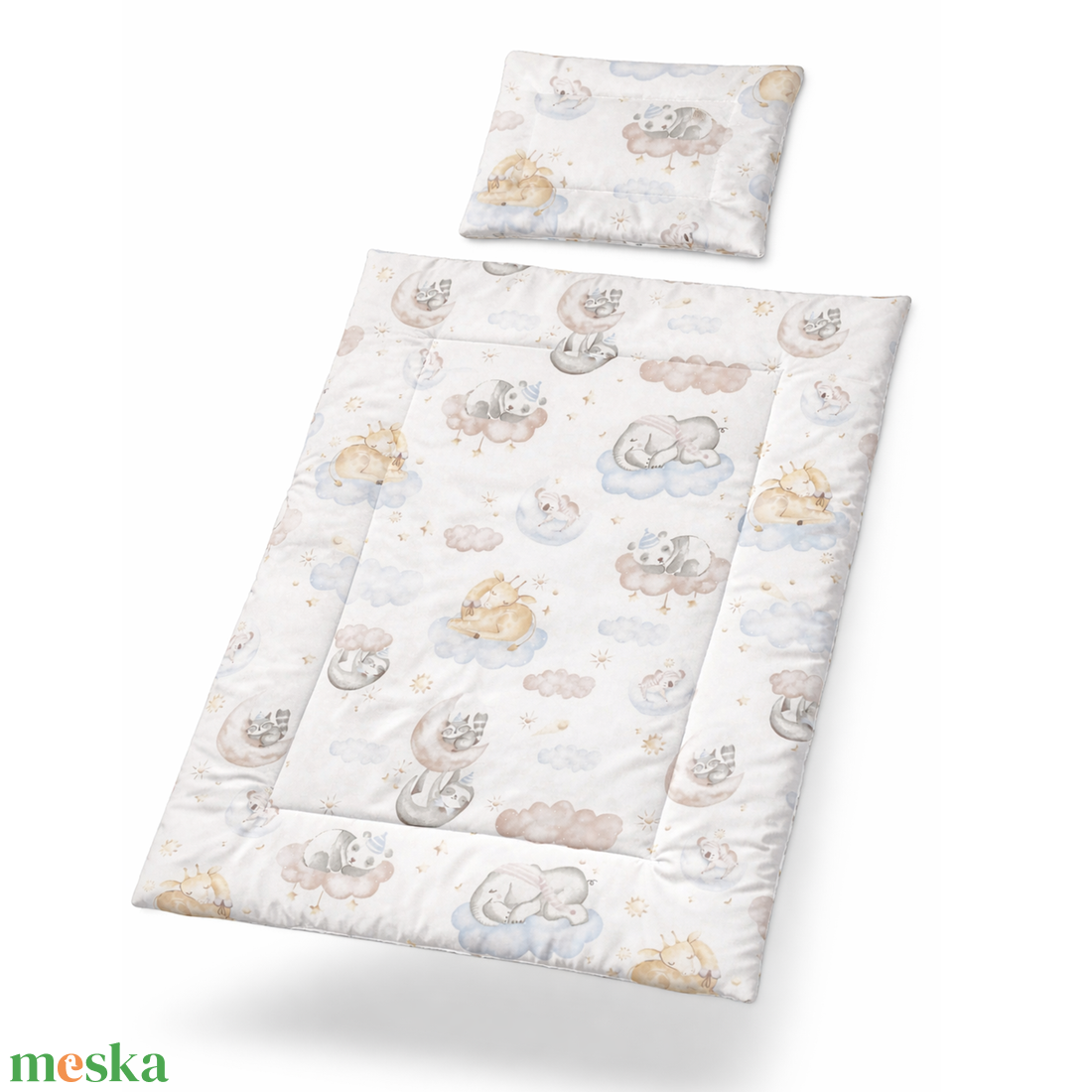 Felhőn alvó állatos gyerekágynemű szett (takaró + párna) - játék & sport - ovis felszerelés - ovis ágynemű - Meska.hu