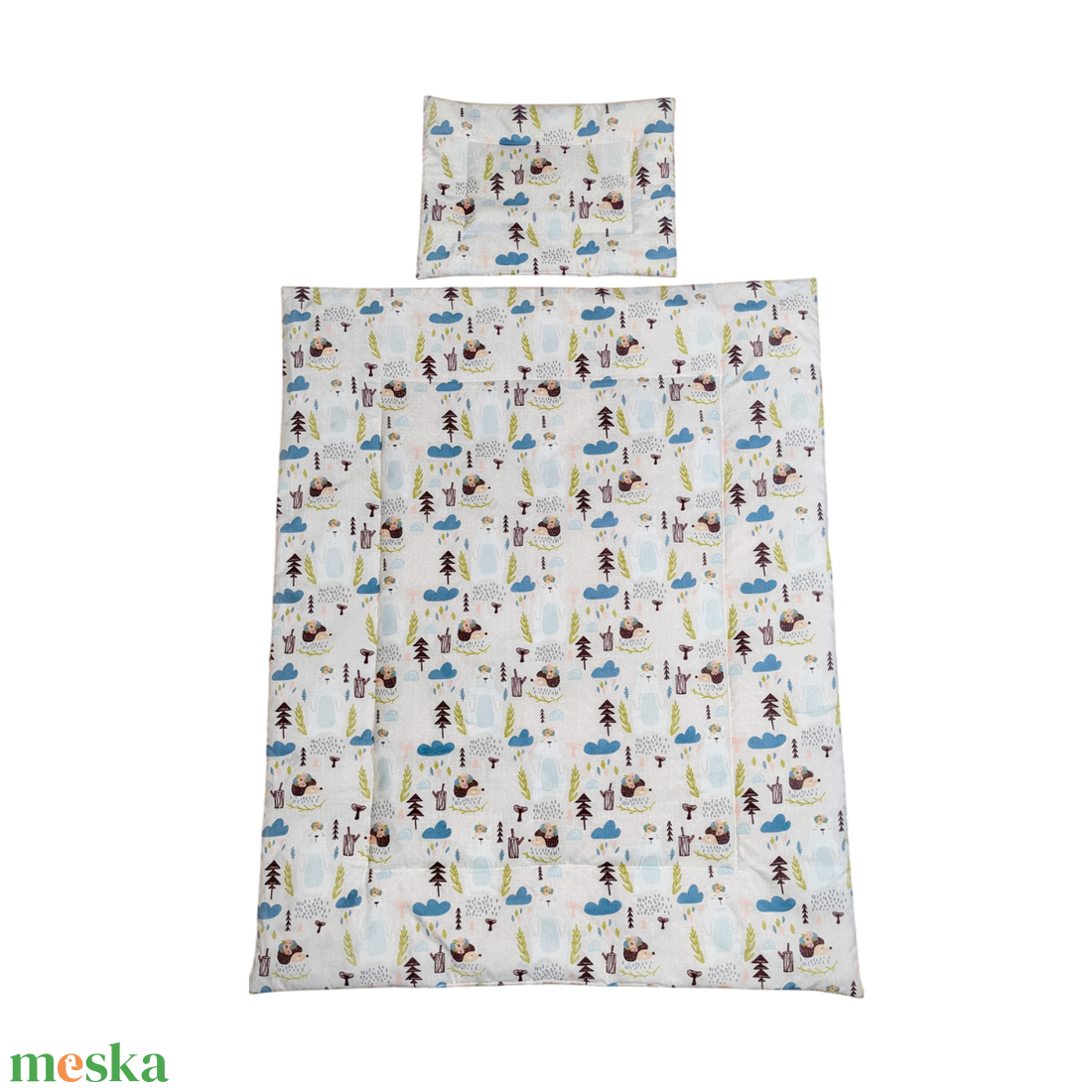 Süni és maci az erdőben gyerekágynemű szett (takaró + párna) - játék & sport - ovis felszerelés - ovis ágynemű - Meska.hu