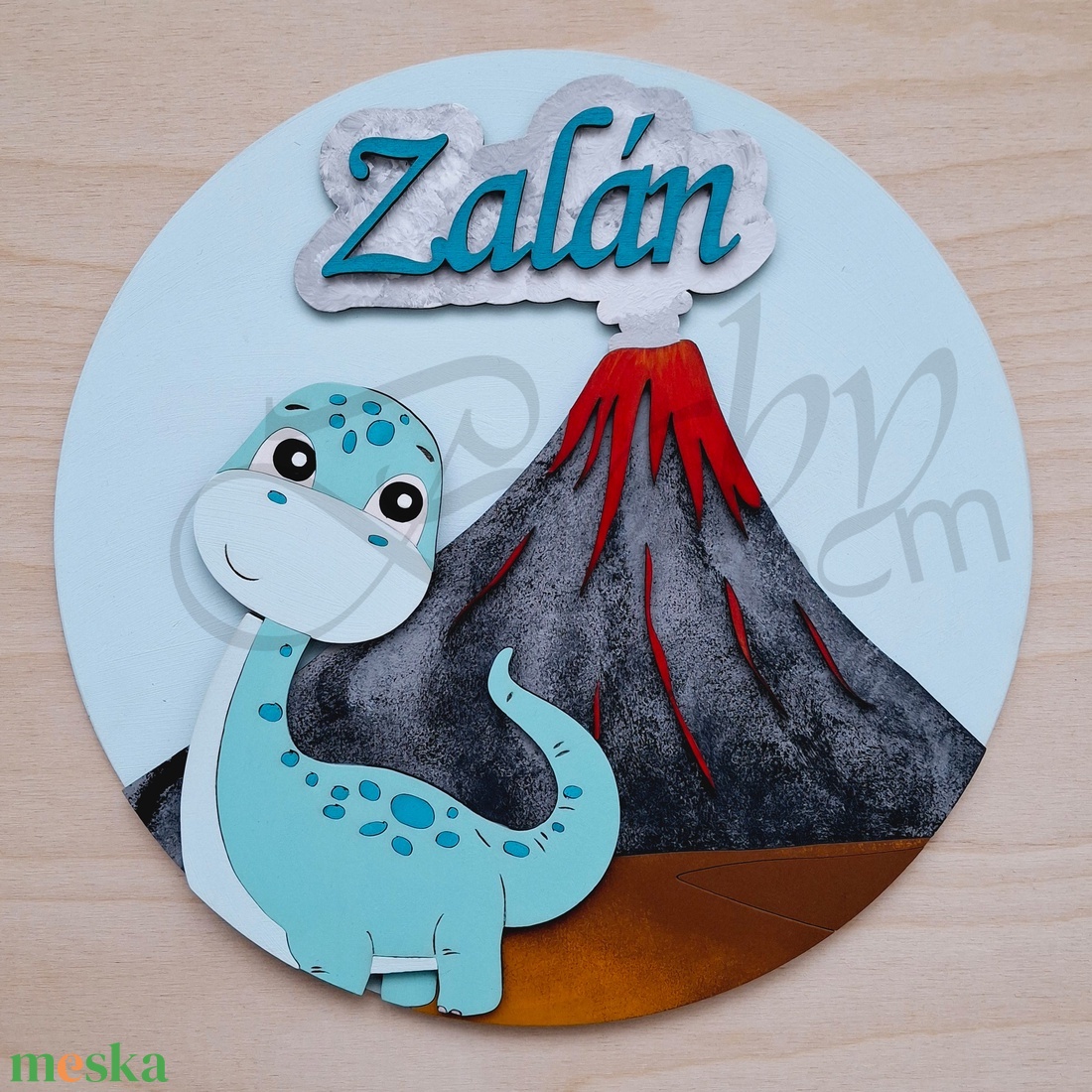 Dinó - névre szóló falidísz - baba - mama - babaszoba dekoráció - babanév dekoráció - Meska.hu