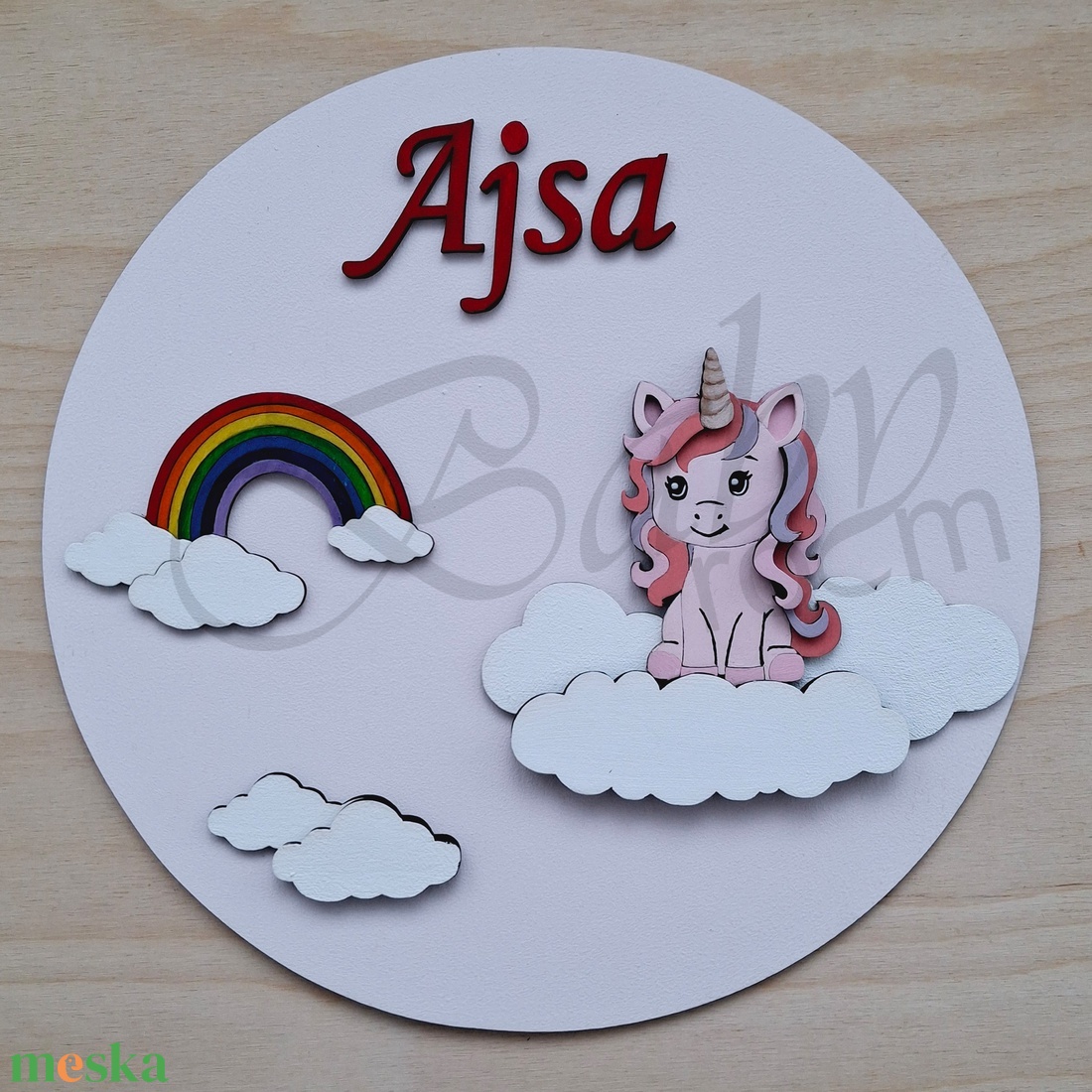 Unikornis - névre szóló falidísz - baba - mama - babaszoba dekoráció - babanév dekoráció - Meska.hu