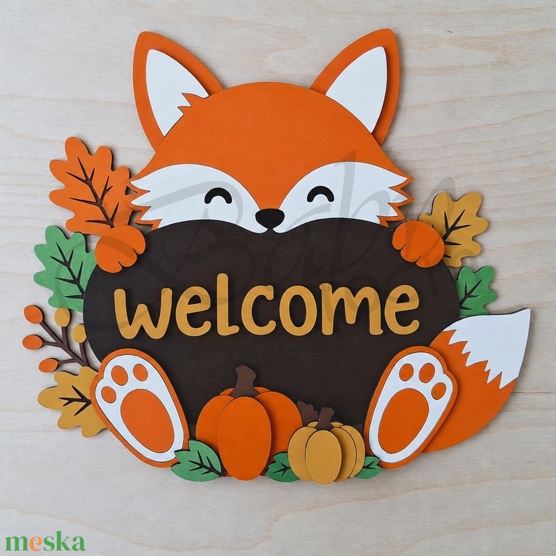 Róka Welcome ajtódísz - otthon & életmód - dekoráció - ajtó- és ablak dekoráció - ajtódísz & kopogtató - Meska.hu