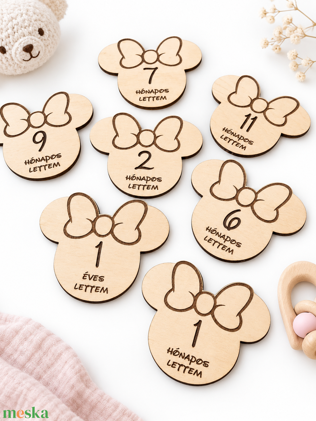 Mérföldkő korong - Minnie - baba - mama - babafotózás - baba mérföldkő kártyák - Meska.hu