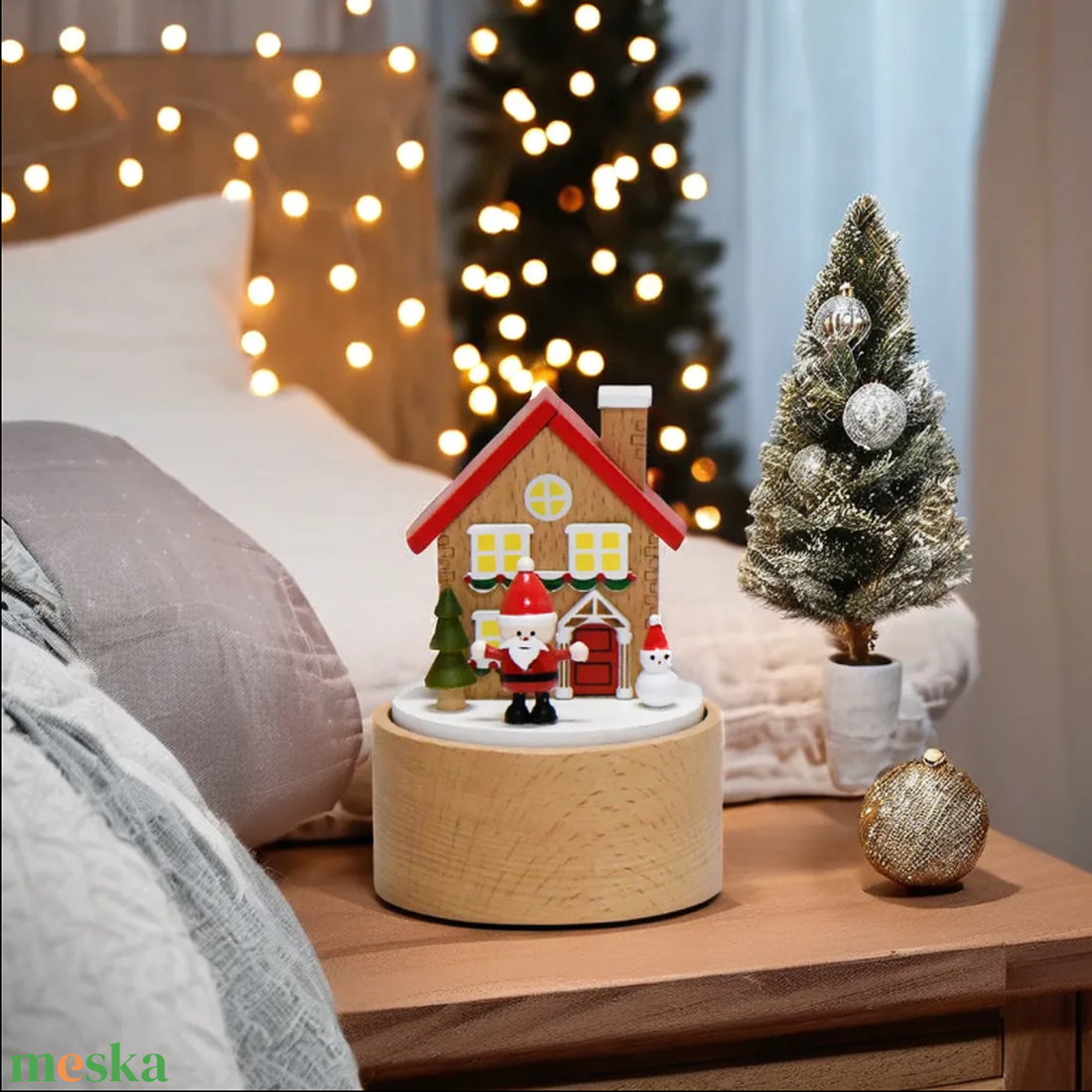 Mikulás ház - mozgó zenedoboz - otthon & életmód - dekoráció - asztal és polc dekoráció - zenedoboz - Meska.hu