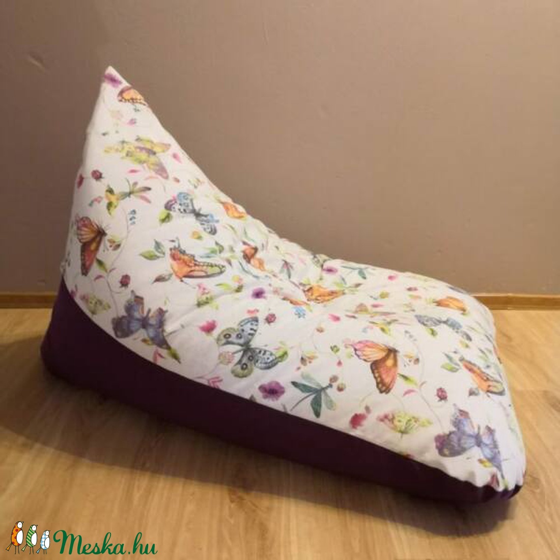Babzsák párna lila pillangós- felnőtt méretben - otthon & életmód - bútor - babzsák - Meska.hu