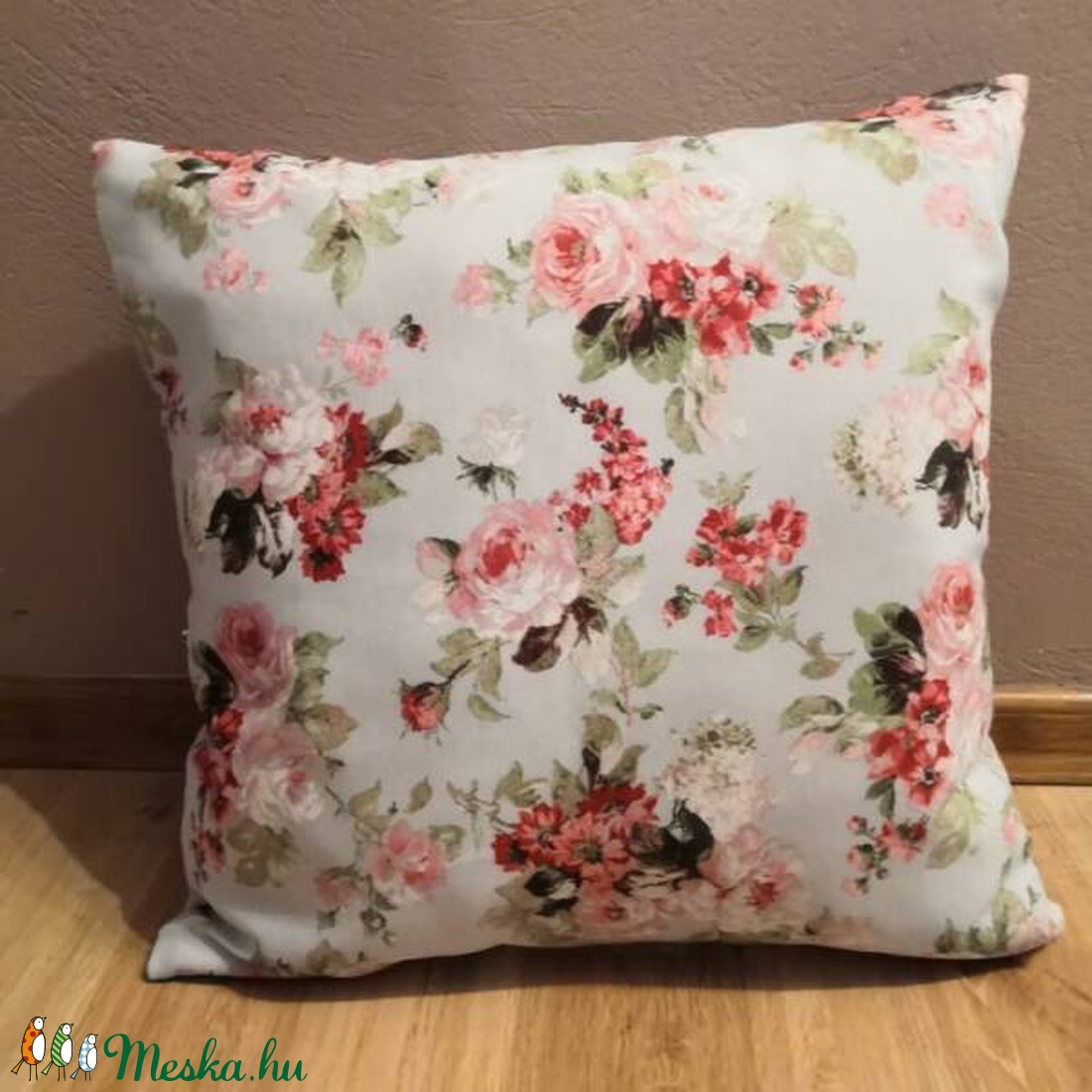 Kék vintage rózsás párnahuzat 45x45 cm  - otthon & életmód - lakástextil - párna & párnahuzat - Meska.hu