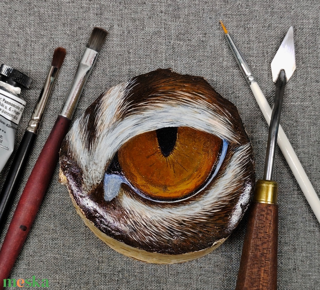 Fakorong festmény-macska szem - művészet - festmény - akril - Meska.hu