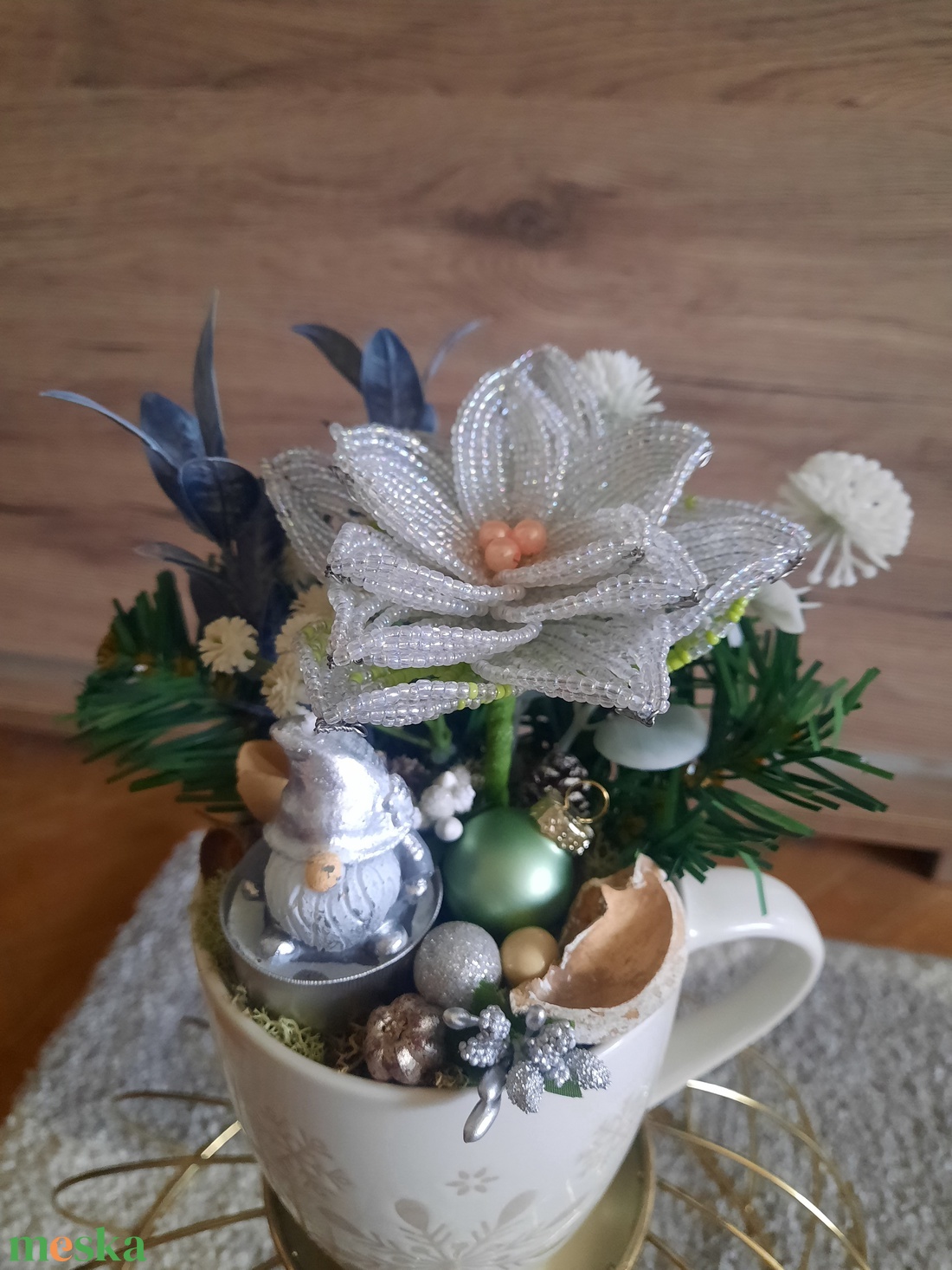 Mikulásvirágos asztaldísz  - karácsony - adventi díszek - adventi asztaldísz - Meska.hu