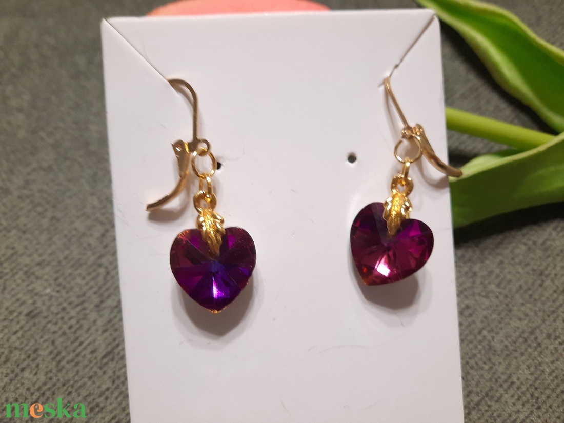 Szivecskés fülbevaló - ékszer - fülbevaló - lógó fülbevaló - Meska.hu