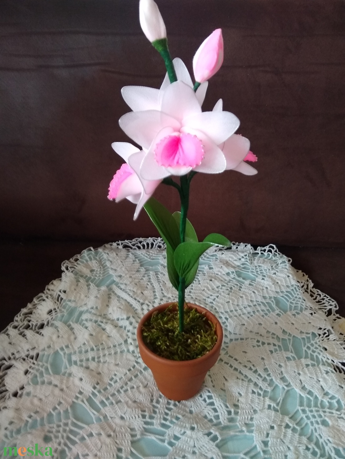 Rózsaszin harisnya orchidea - otthon & lakás - dekoráció - virágdísz és tartó - csokor & virágdísz - Meska.hu