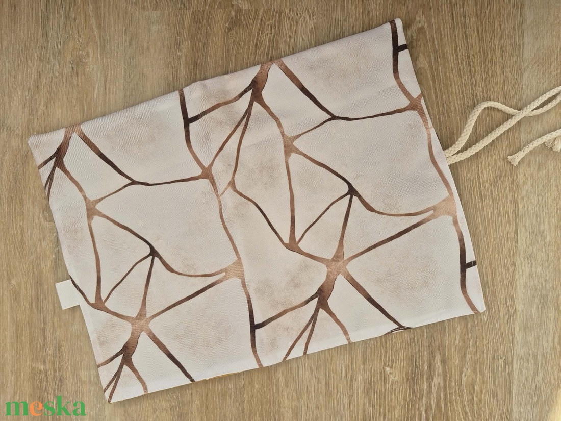 Arany-sárgapöttyös textil tok, tároló (ceruzatekercs, roll-up tartó) - otthon & életmód - papír, írószer - tolltartó & ceruzatekercs - Meska.hu