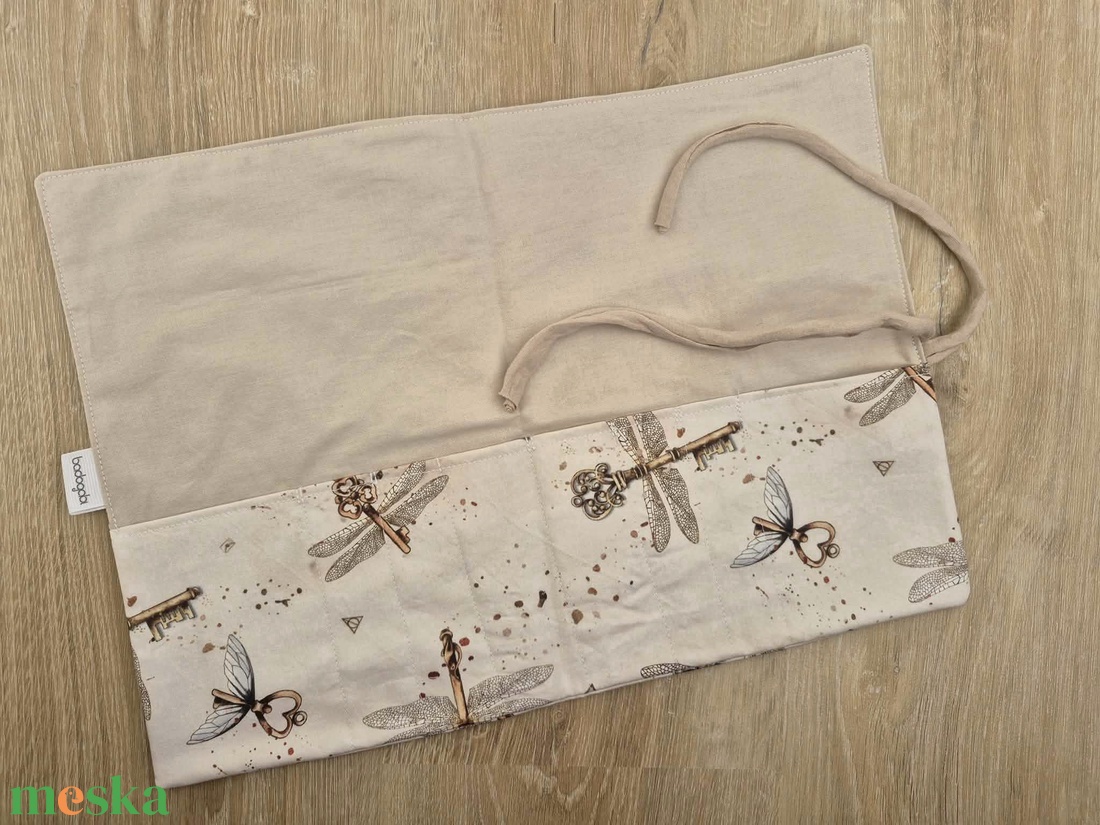 Mintás-bézs ceruzatartó, tok  - otthon & életmód - papír, írószer - tolltartó & ceruzatekercs - Meska.hu