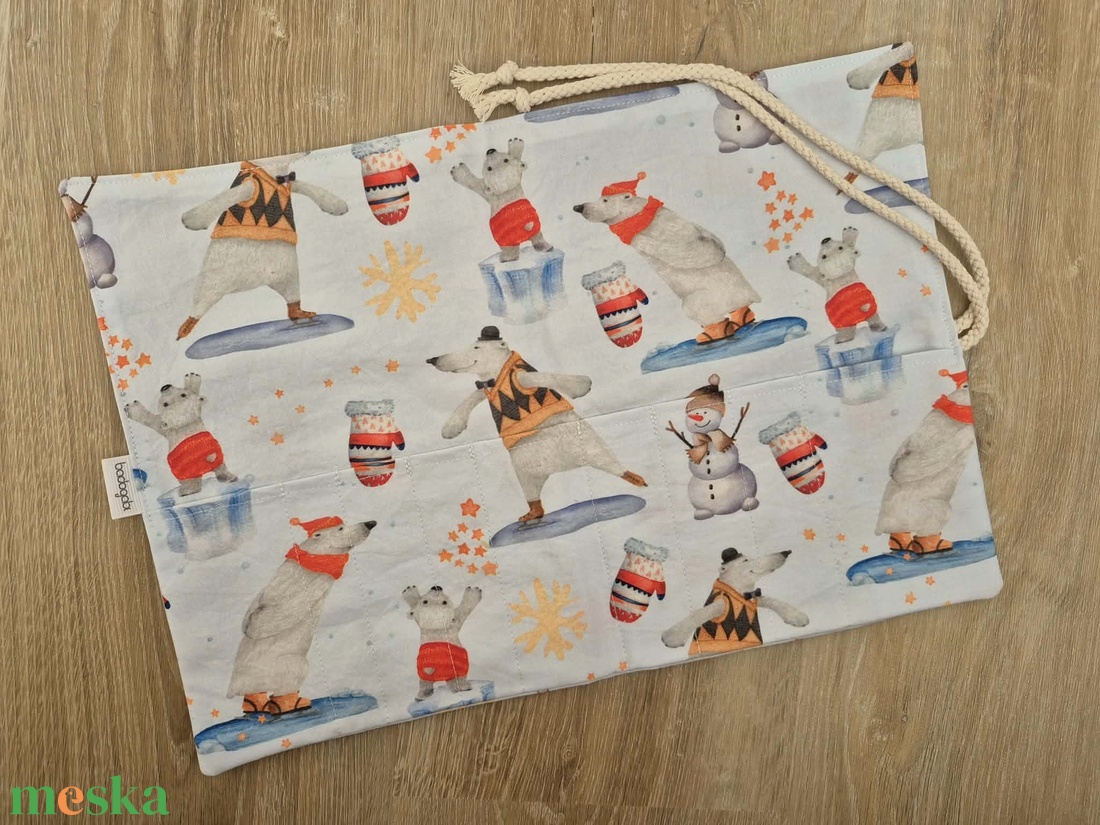 Jegesmedve mintás ceruzatekercs, ceruzatartó, tok  - otthon & életmód - papír, írószer - tolltartó & ceruzatekercs - Meska.hu