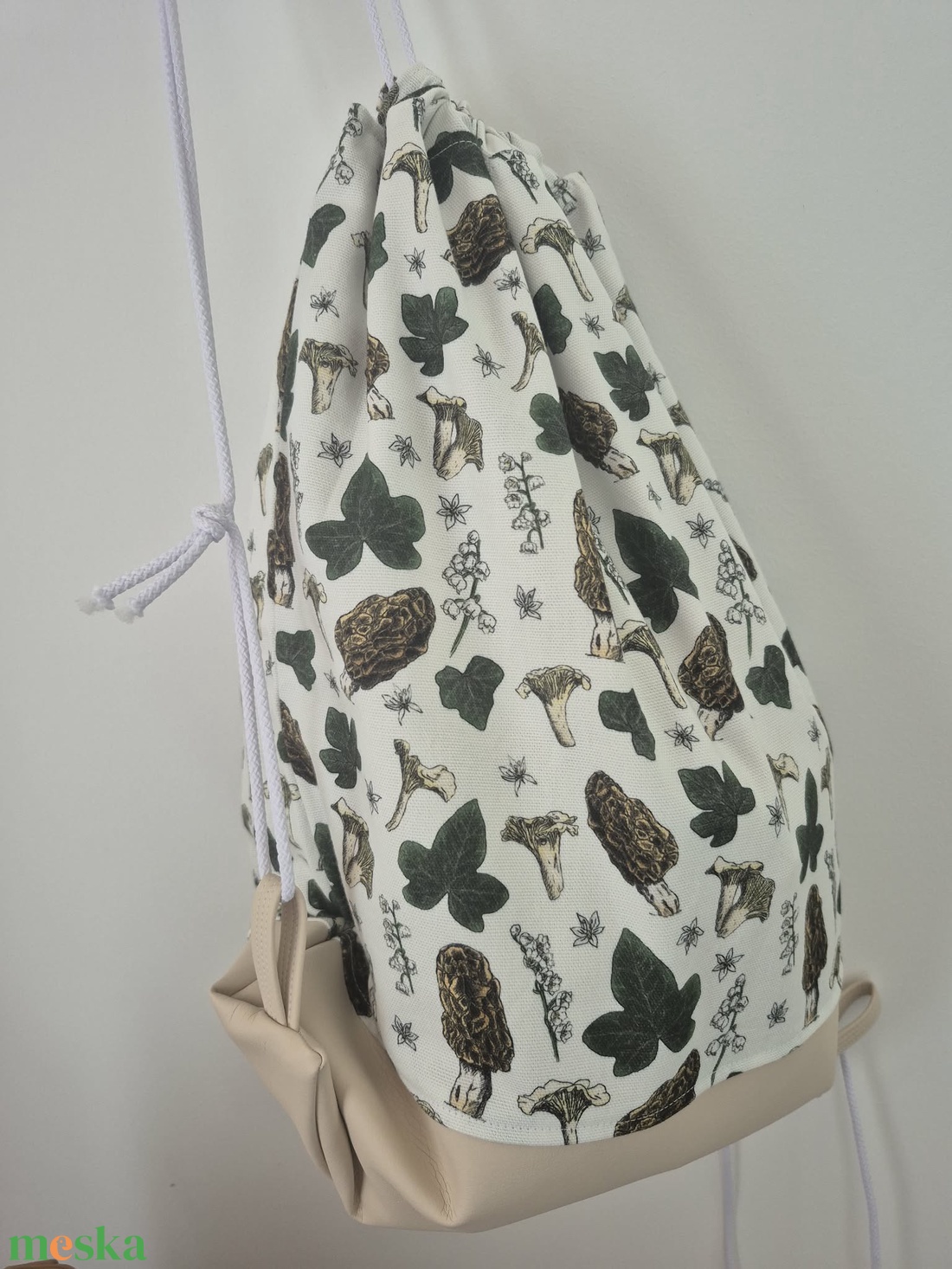 Nagyméretű erdei mintás tornazsák műbőr aljjal - egyedi mintával! - táska & tok - hátizsák - tornazsák, gymbag - Meska.hu